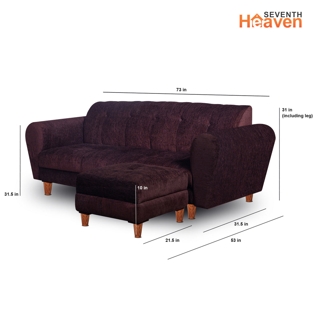Milan 4 Seater with Ottoman- ( Premium Molfino Fabric- Brown )