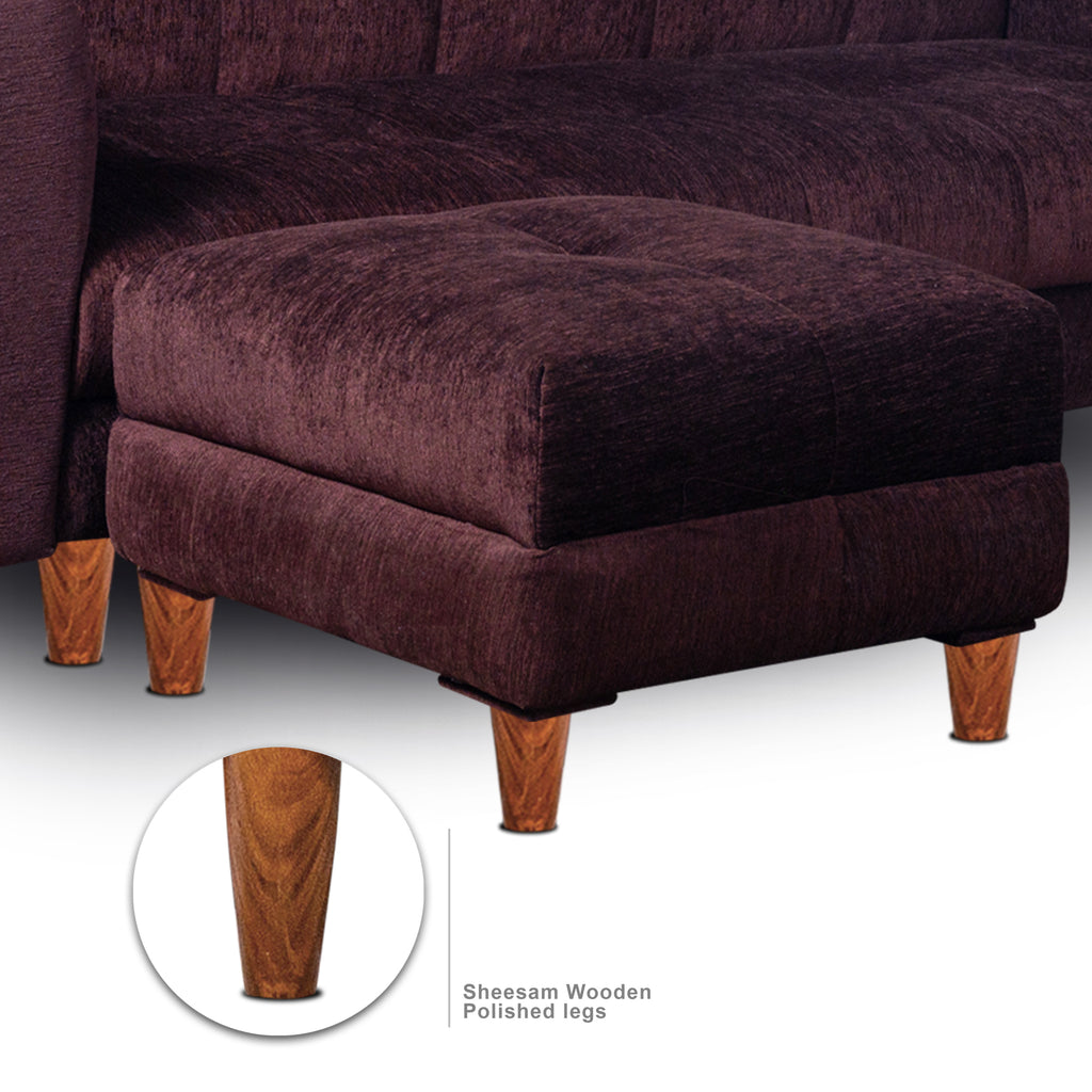 Milan 4 Seater with Ottoman- ( Premium Molfino Fabric- Brown )