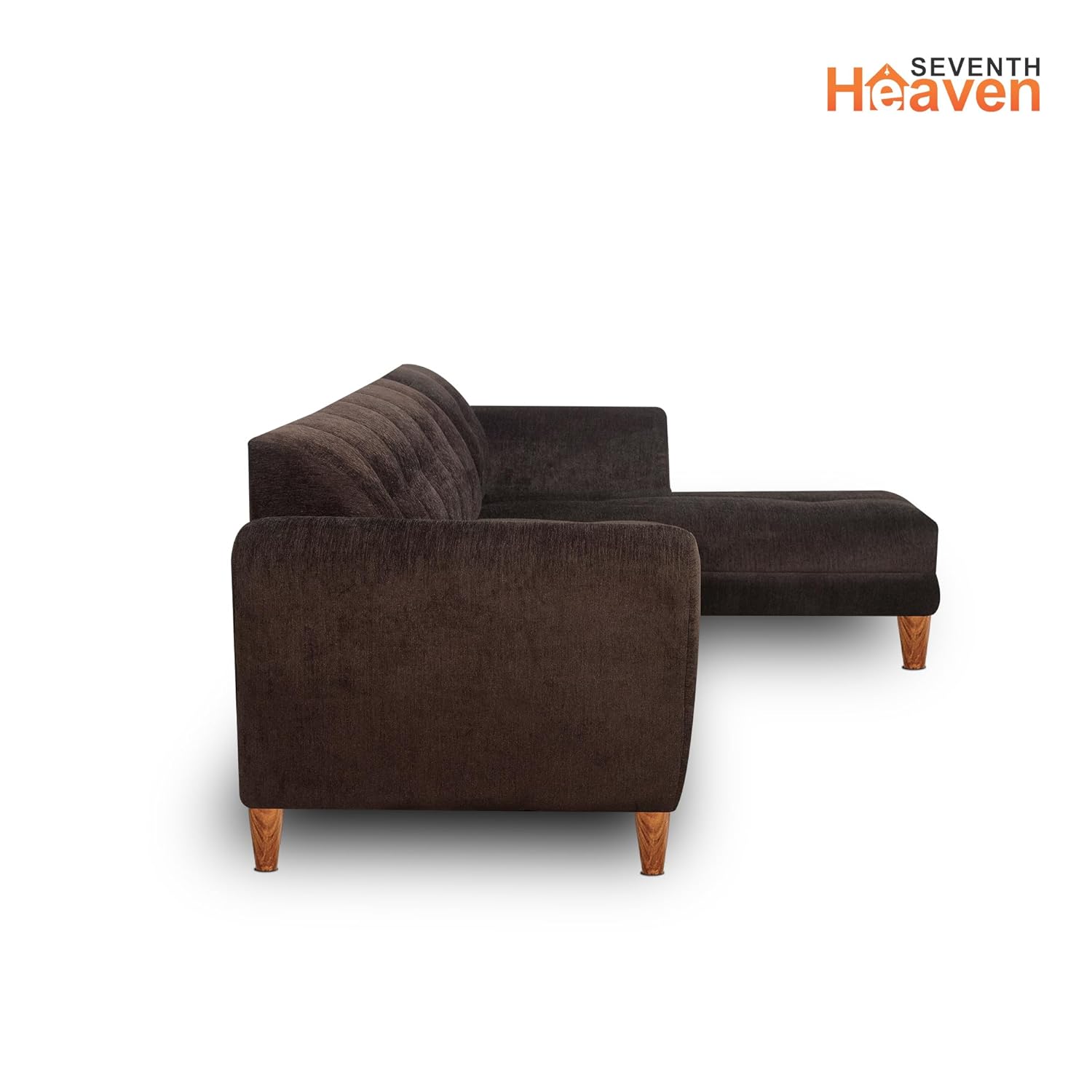 Seventh Heaven Milan 6 Seater Right corner Sofa, Extra Spacious, Chenille Molfino Fabric: 2 Year Warranty Fabric 6 Seater Sofa  (Finish Color - Brown, DIY(Do-It-Yourself)