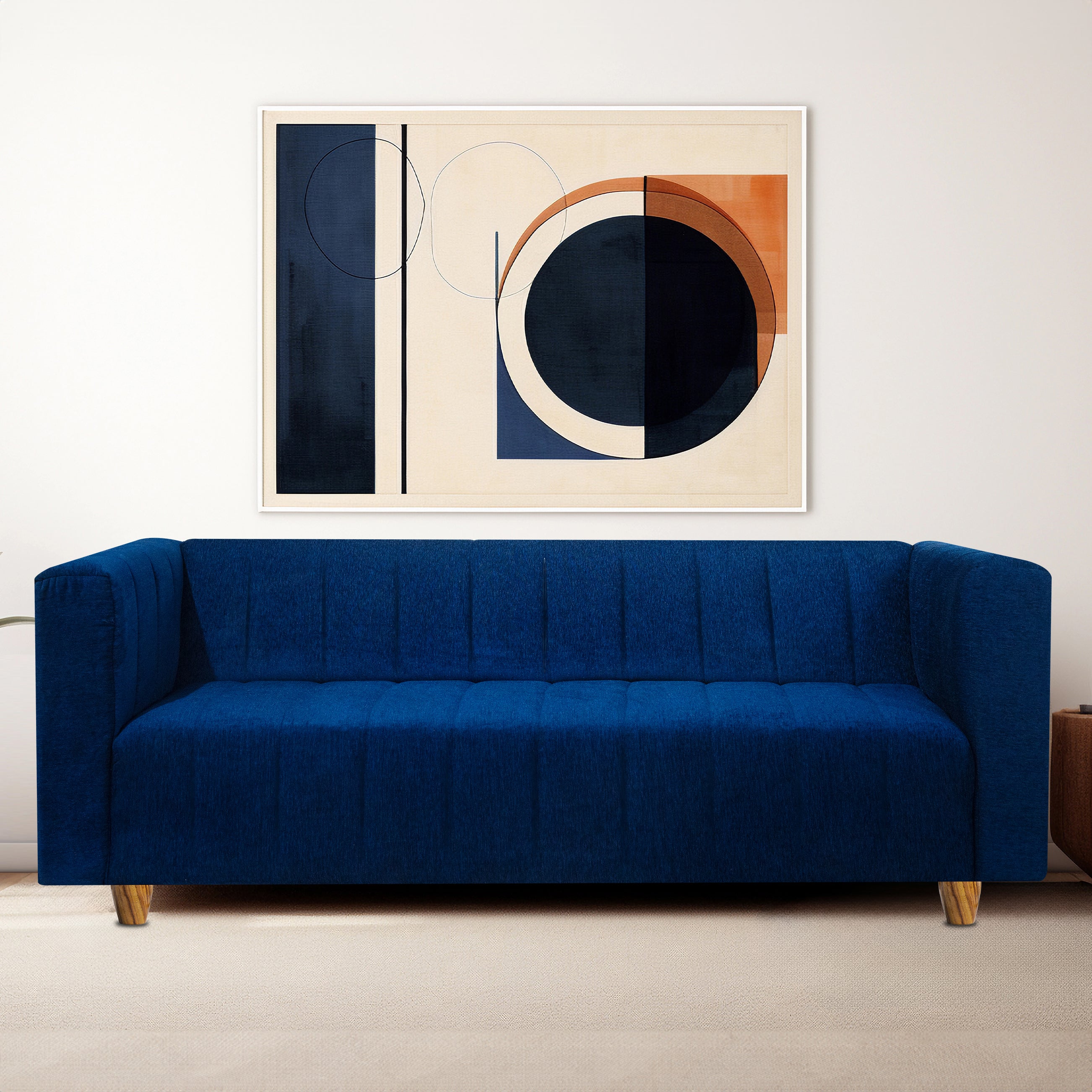 Tokyo 3 Seater Sofa - ( Premium Molfino Fabric- Blue )