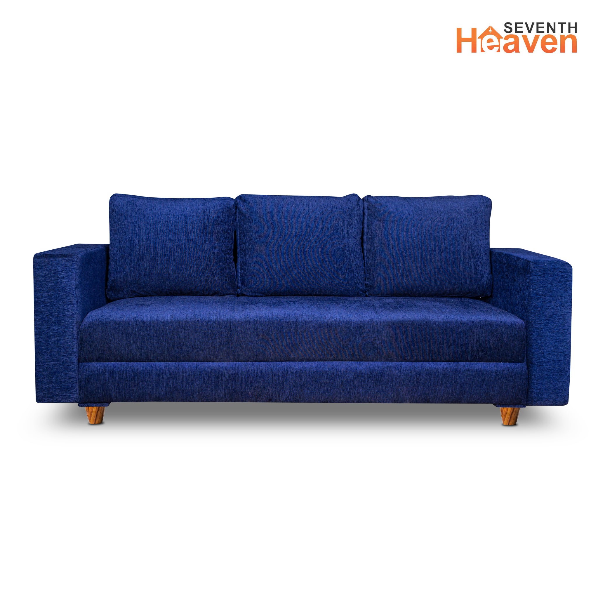 Rio 5 Seater Sofa Set, Chenille Molfino Fabric (Finish Color -Dark blue, Style - 3 + 1 + 1)
