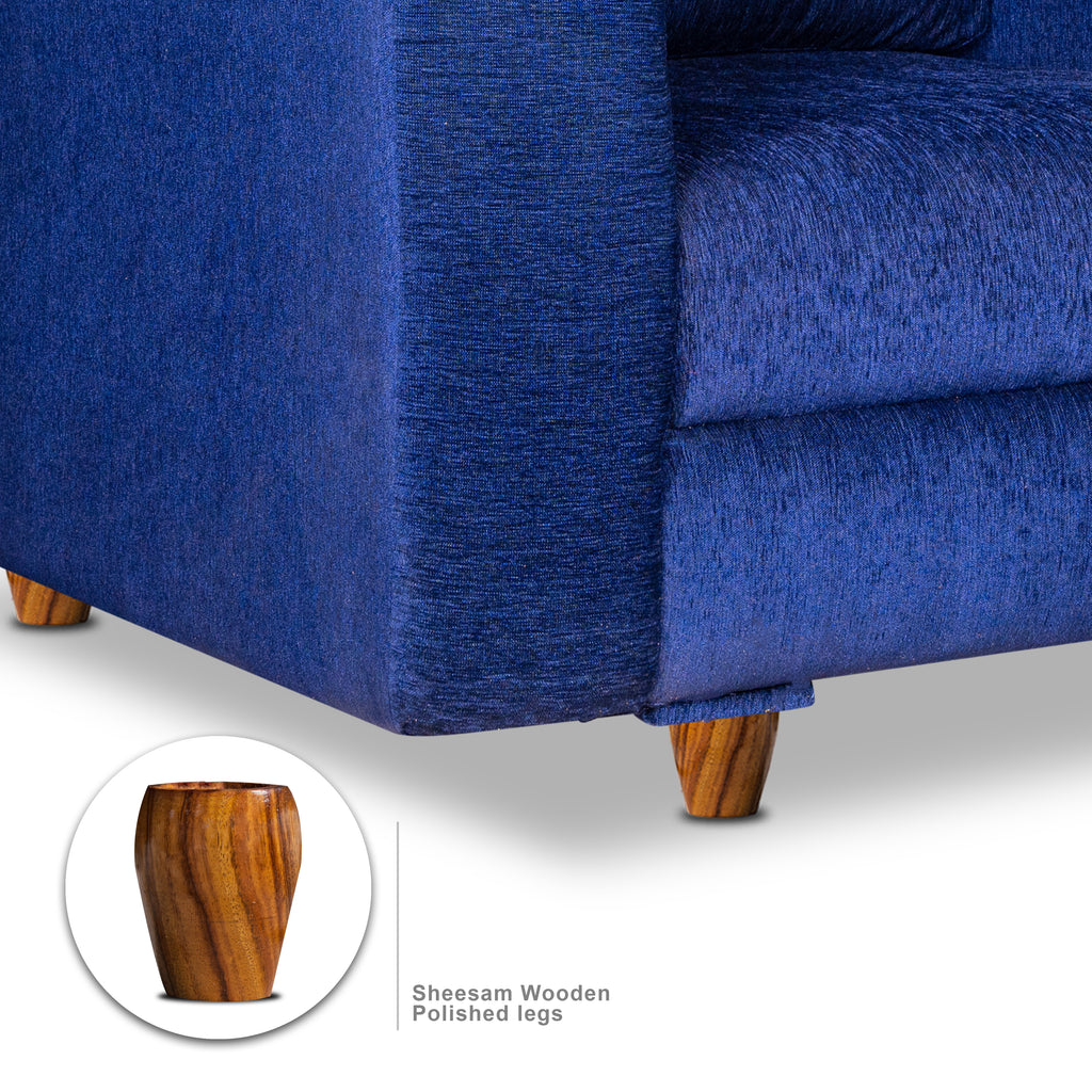 Rio 5 Seater Sofa- (3+1+1) ( Premium Molfino Fabric- Blue )