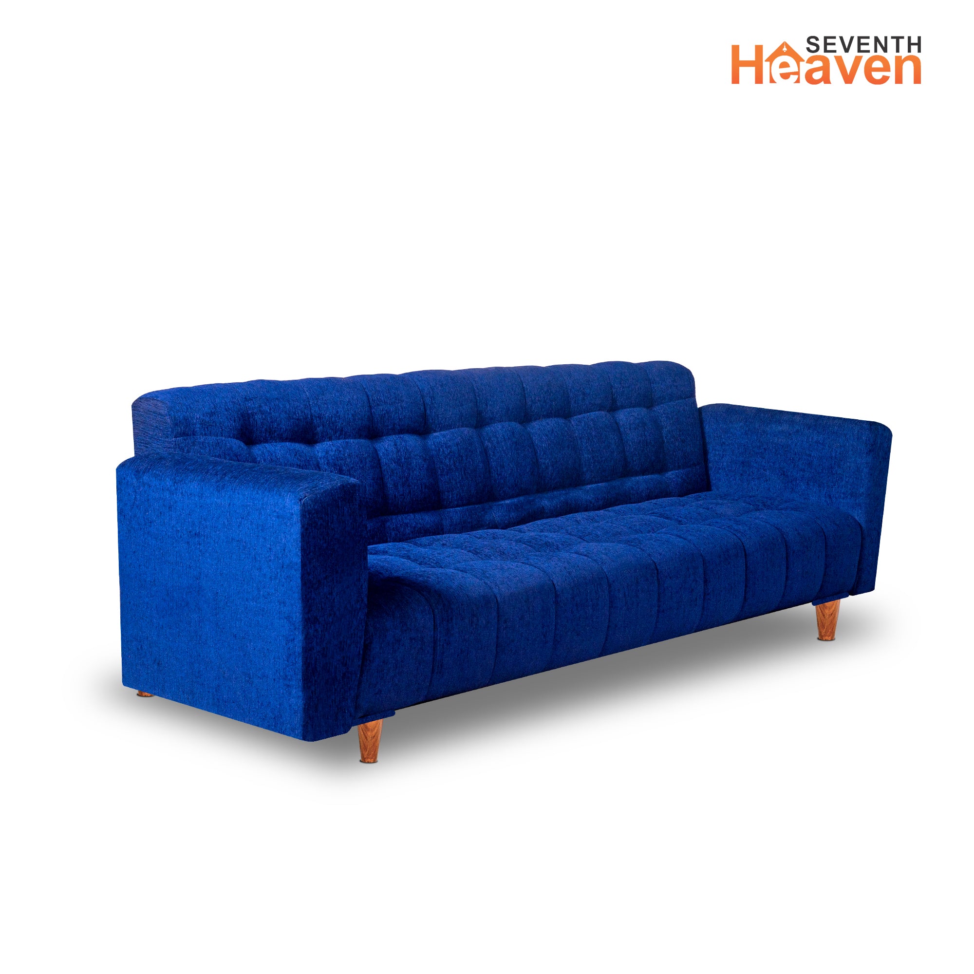 Seventh Heaven 4 Seater Wooden Sofa cum Bed, Chenille Molfino Fabric 72x36x16: 3 Year Warranty 4 Seater Single Solid Wood Pull Out Sofa Cum Bed  (Finish Color - Blue Delivery Condition - DIY(Do-It-Yourself))