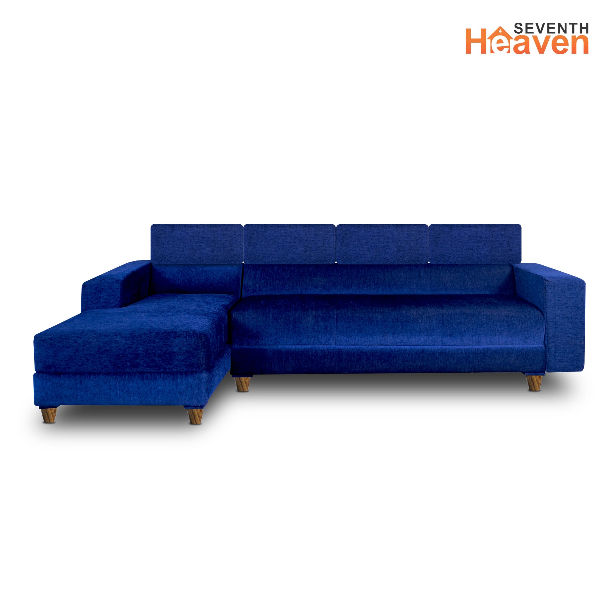 Berlin 6 Seater Sofa Left Corner- ( Premium Molfino Fabric- Blue )