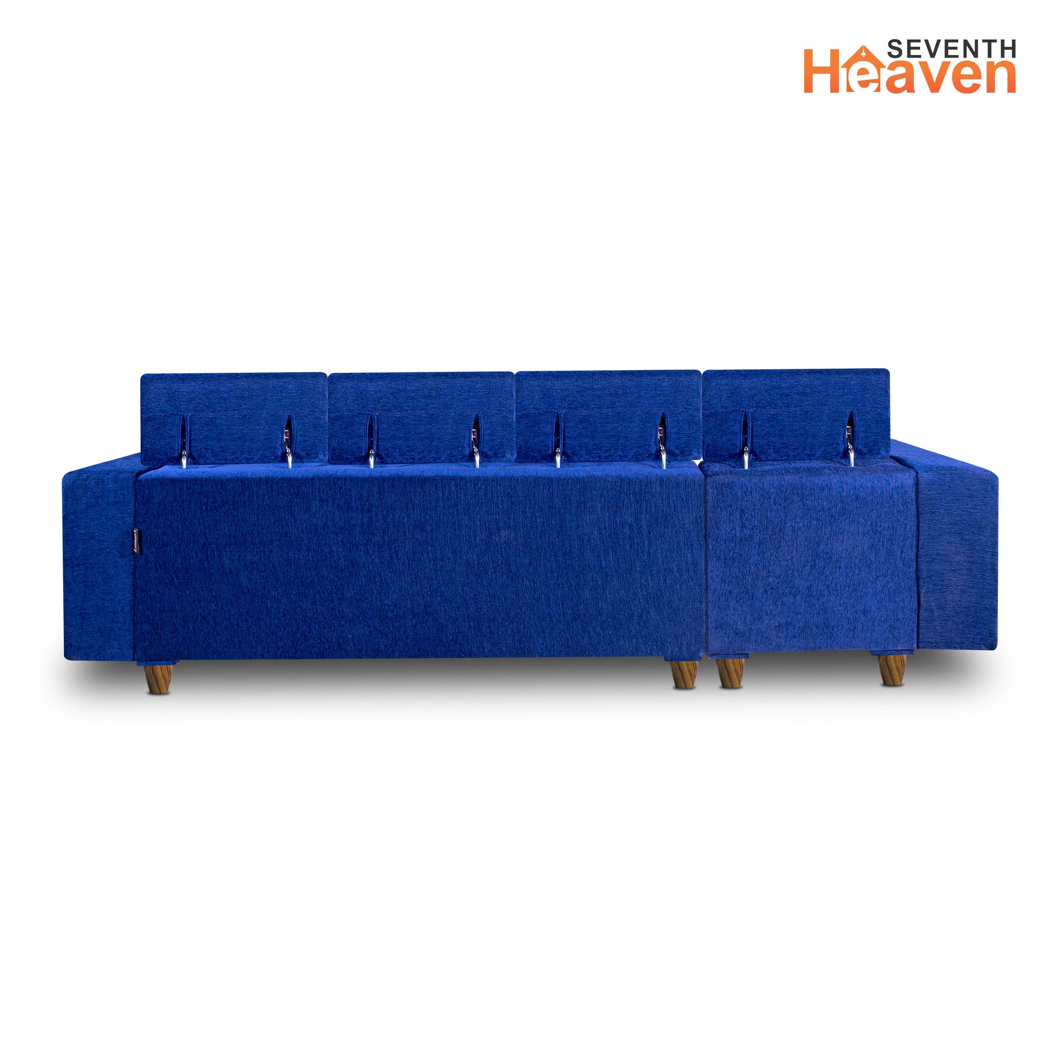 Berlin 6 Seater Sofa, Extra Spacious, Chenille Molfino Fabric with 3 Years Warranty( Finish Color - Blue, Style - Left Corner Sofa)