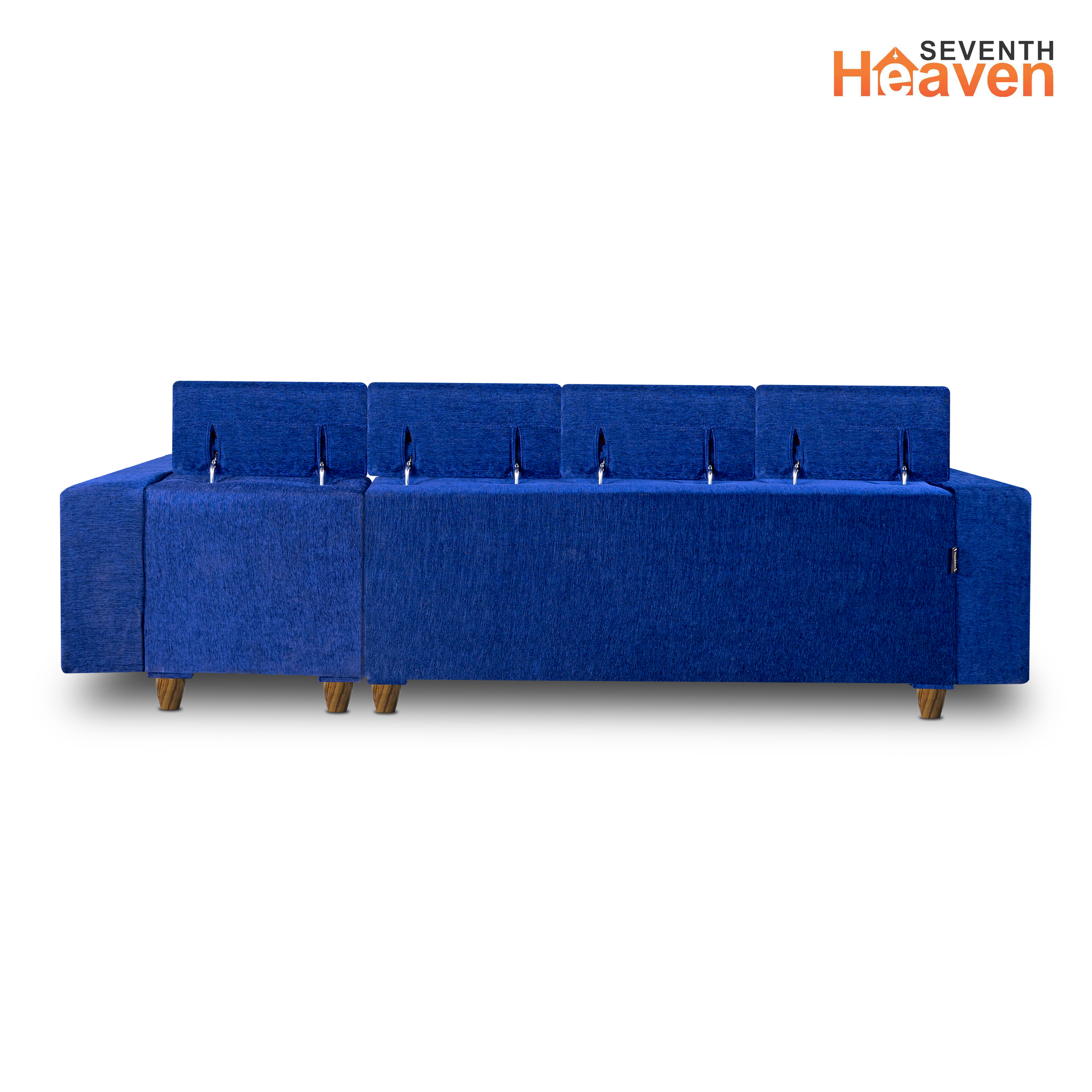 Berlin 6 Seater Sofa, Extra Spacious, Chenille Molfino Fabric with 3 Years Warranty( Finish Color - Blue, Style - Right Corner Sofa)