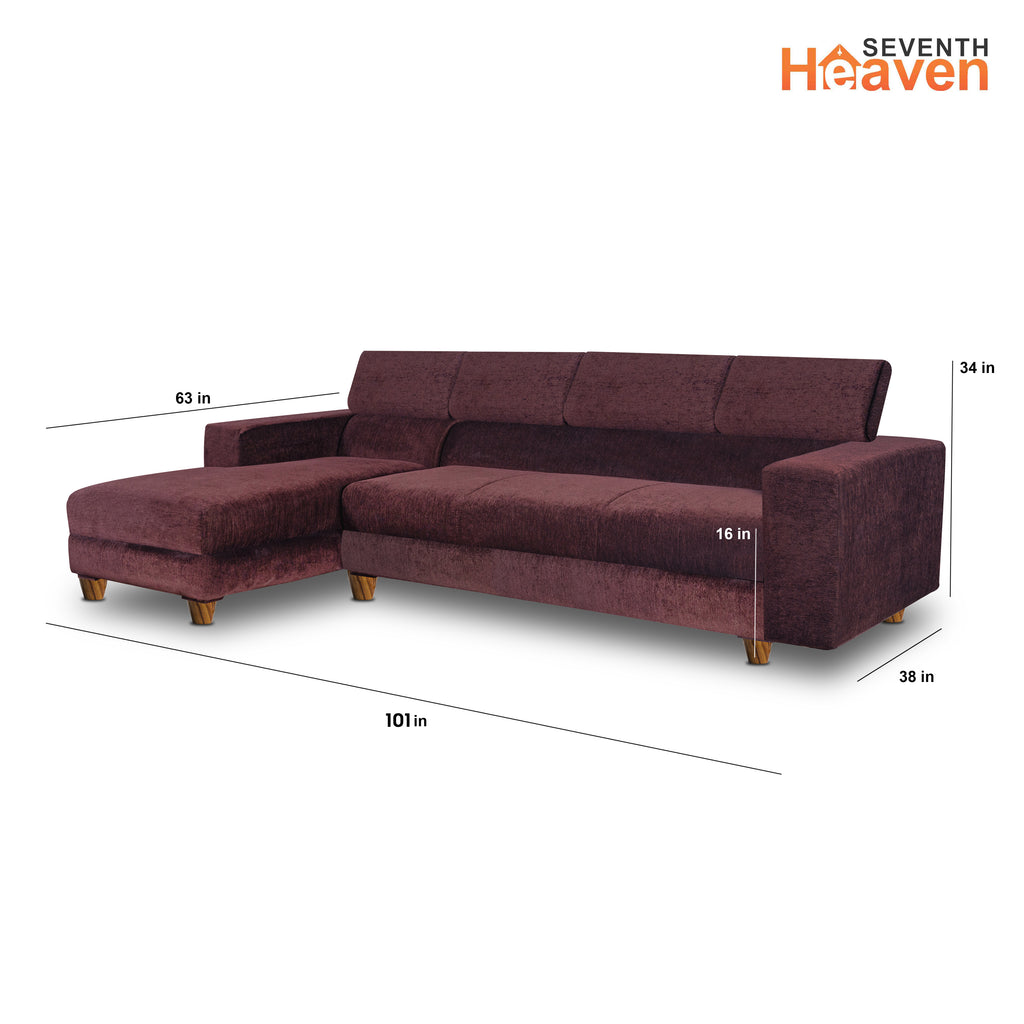 Berlin 6 Seater Sofa Right Corner- ( Premium Molfino Fabric- Browm )