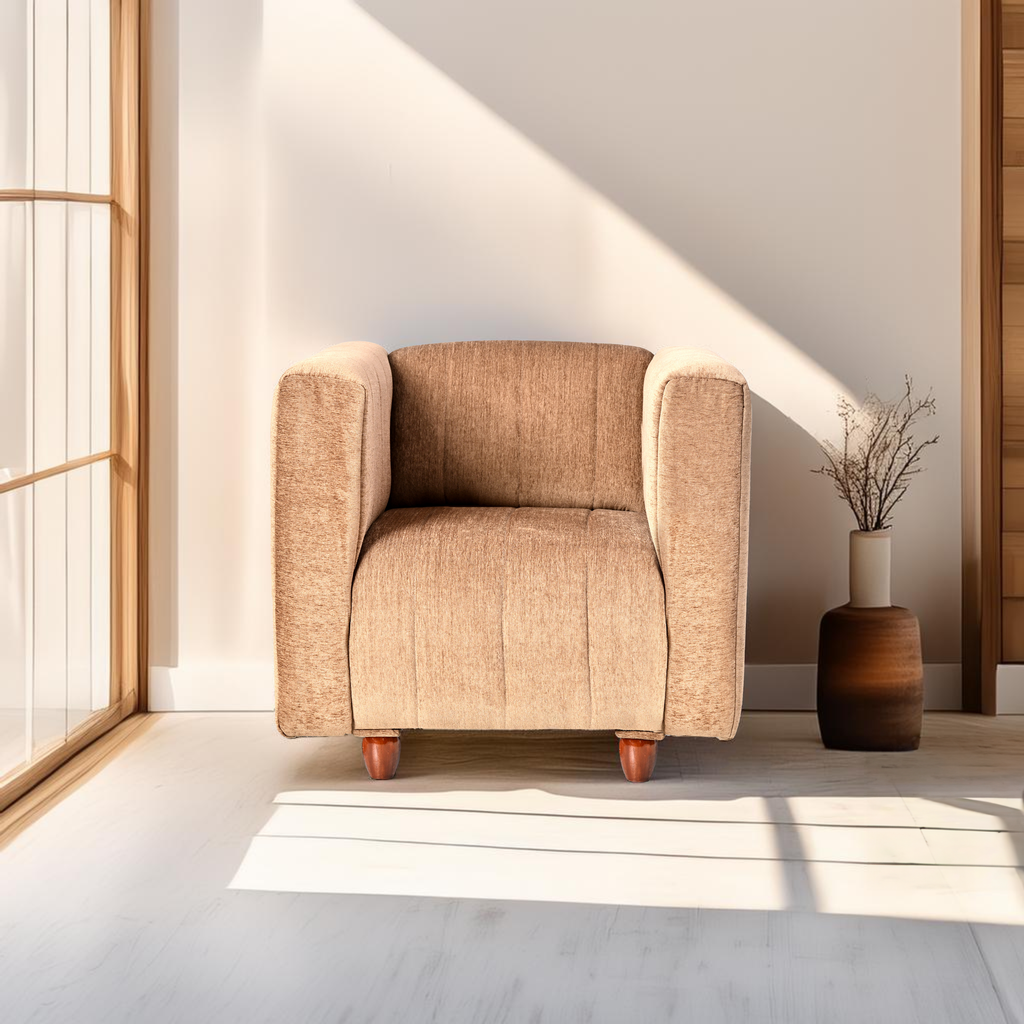 Tokyo 1 Seater Sofa - ( Premium Molfino Fabric- Beige )