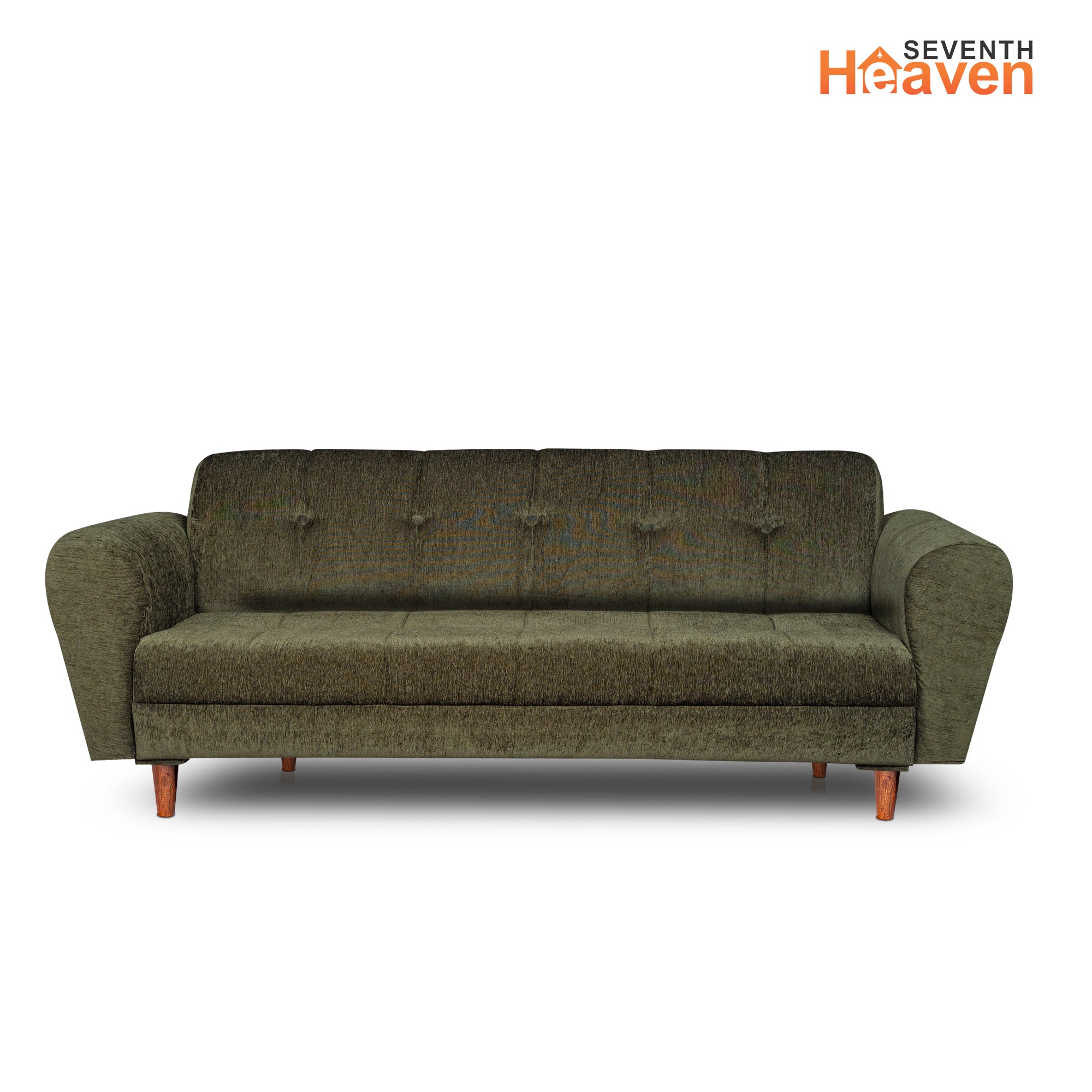 Seventh Heaven Milan 4 Seater Sofa with Ottoman, Chenille Molfino Fabric: 3 Year Warranty Fabric 4 Seater Sofa  (Finish Color - Green, DIY(Do-It-Yourself))