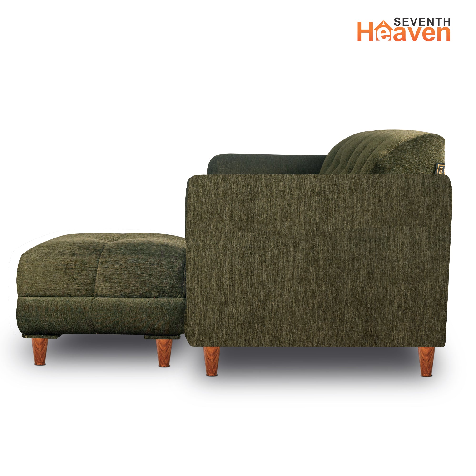 Seventh Heaven Milan 4 Seater Sofa with Ottoman, Chenille Molfino Fabric: 3 Year Warranty Fabric 4 Seater Sofa  (Finish Color - Green, DIY(Do-It-Yourself))