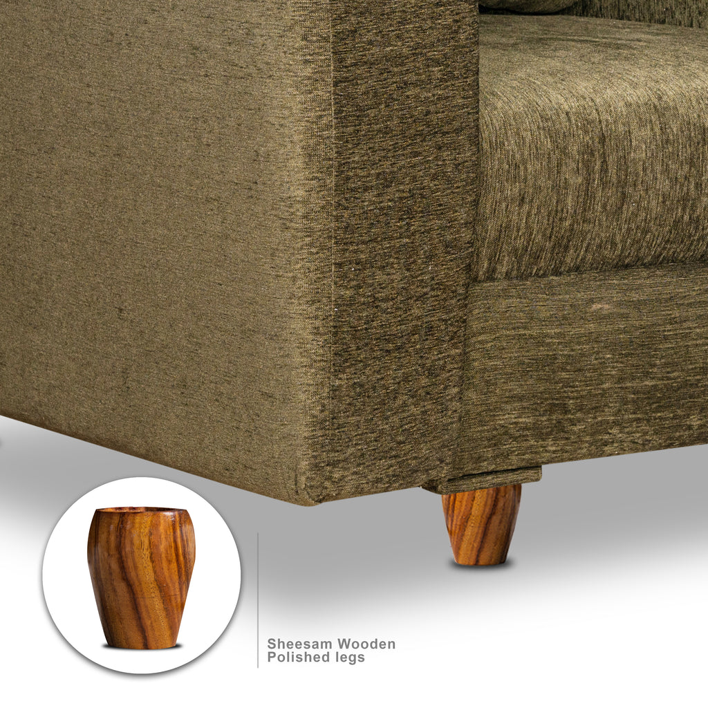 Rio 5 Seater Sofa- (3+2) ( Premium Molfino Fabric- Green )