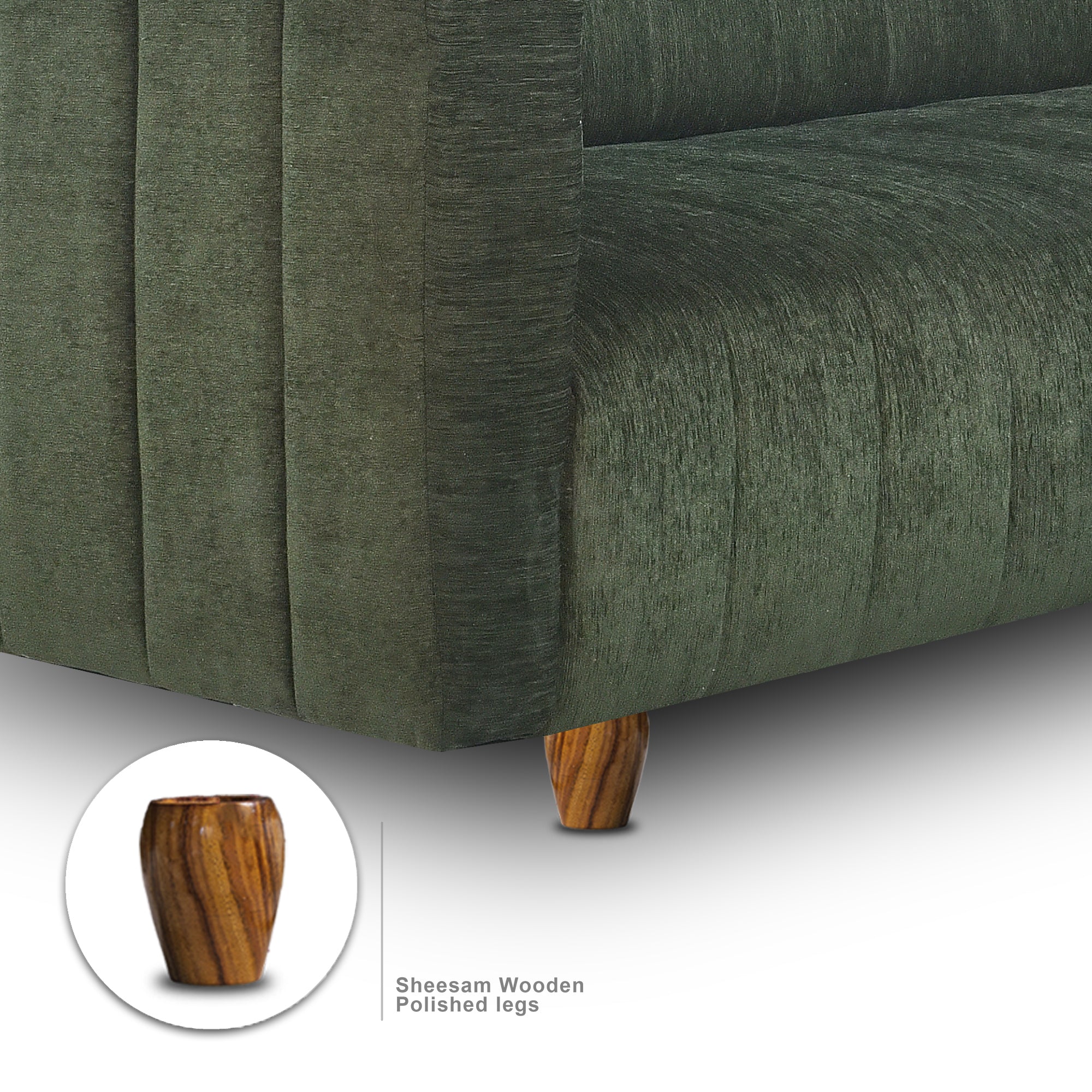 Seventh Heaven Tokyo 3 Seater Sofa, Extra Spacious, Chenille Molfino Fabric: 3 Year Warranty Fabric 3 Seater Sofa Green (Finish Color -, DIY(Do-It-Yourself)