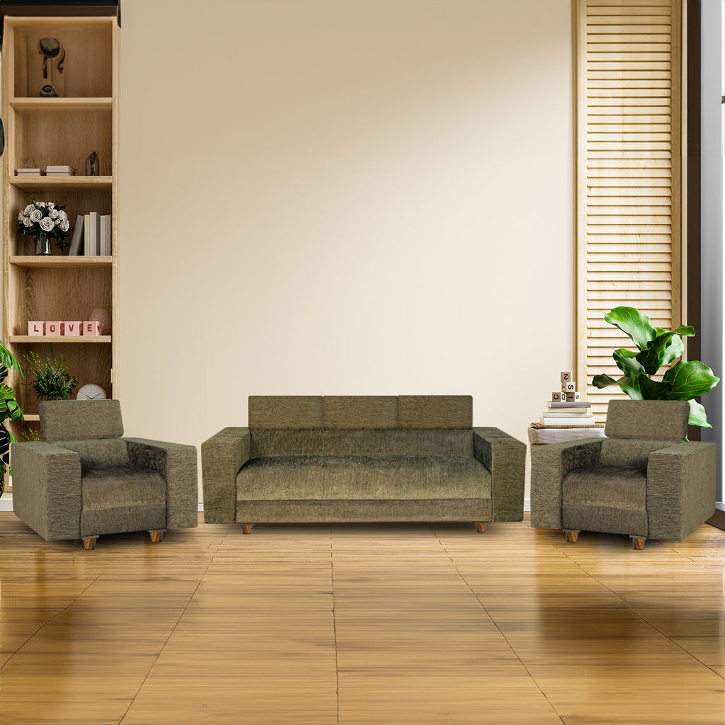 Berlin (3+1+1) Seater Sofa- ( Premium Molfino Fabric-Green )