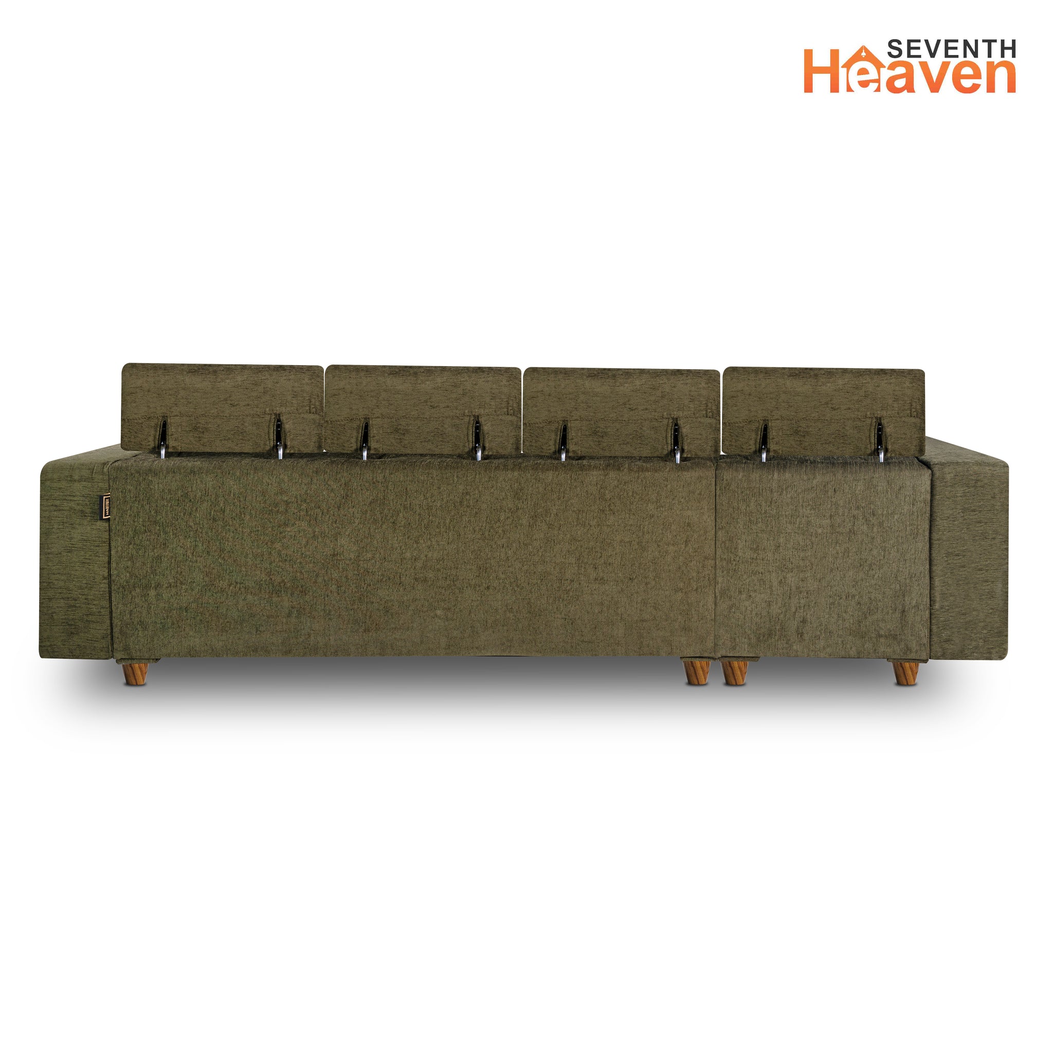 Berlin 6 Seater Sofa, Extra Spacious, Chenille Molfino Fabric with 3 Years Warranty( Finish Color - Green, Style - Left Corner Sofa)