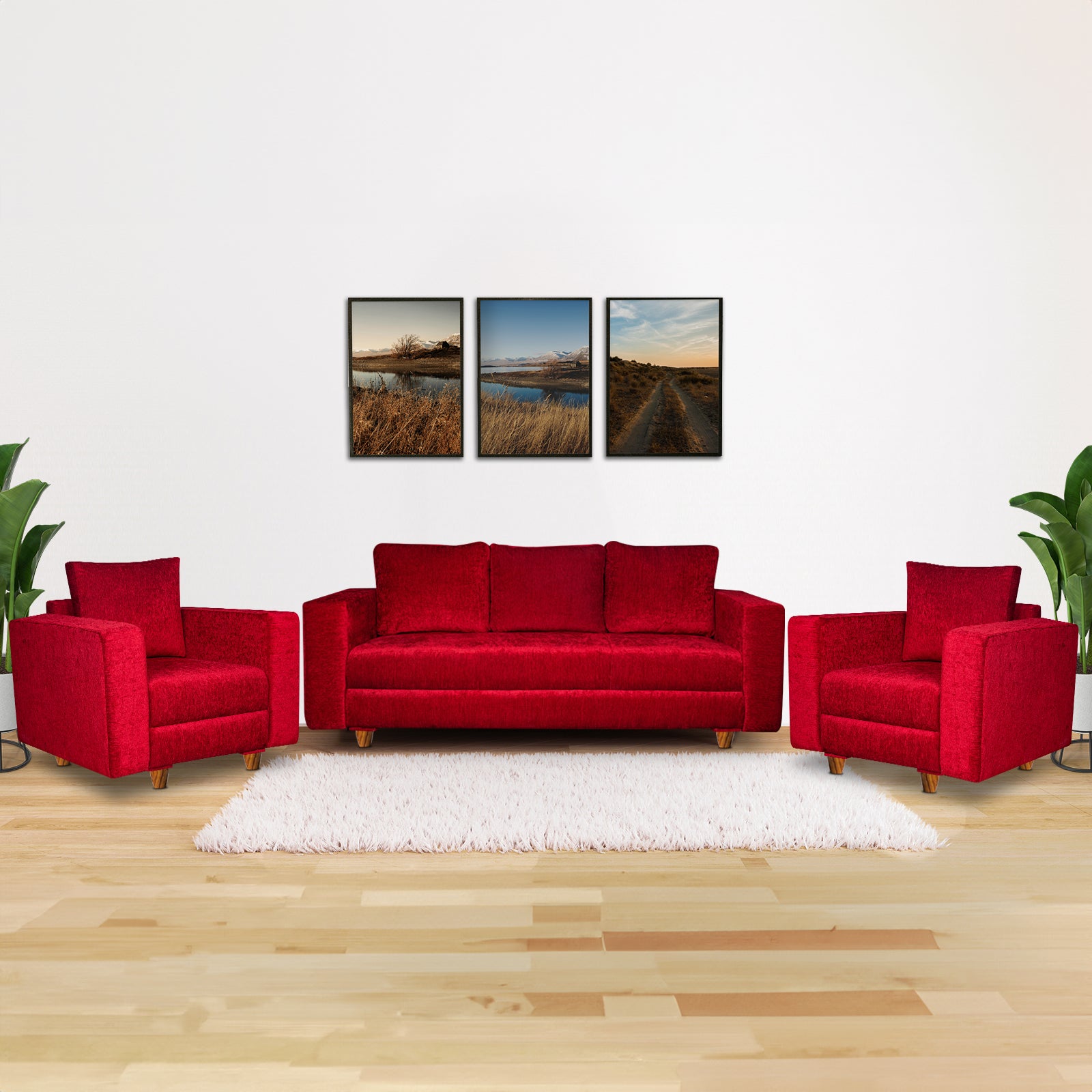 Rio 5 Seater Sofa- (3+1+1) ( Premium Molfino Fabric- Maroon )