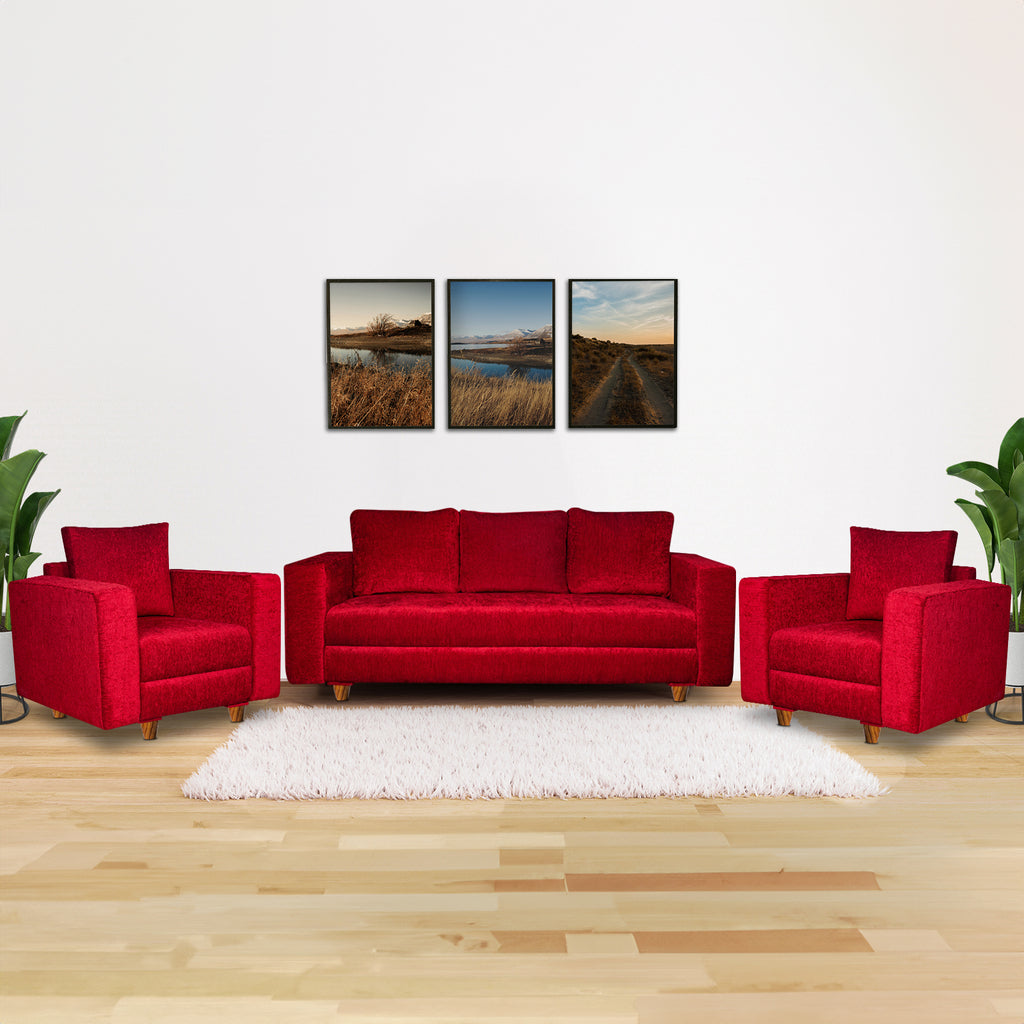 Rio 5 Seater Sofa- (3+1+1) ( Premium Molfino Fabric- Maroon )