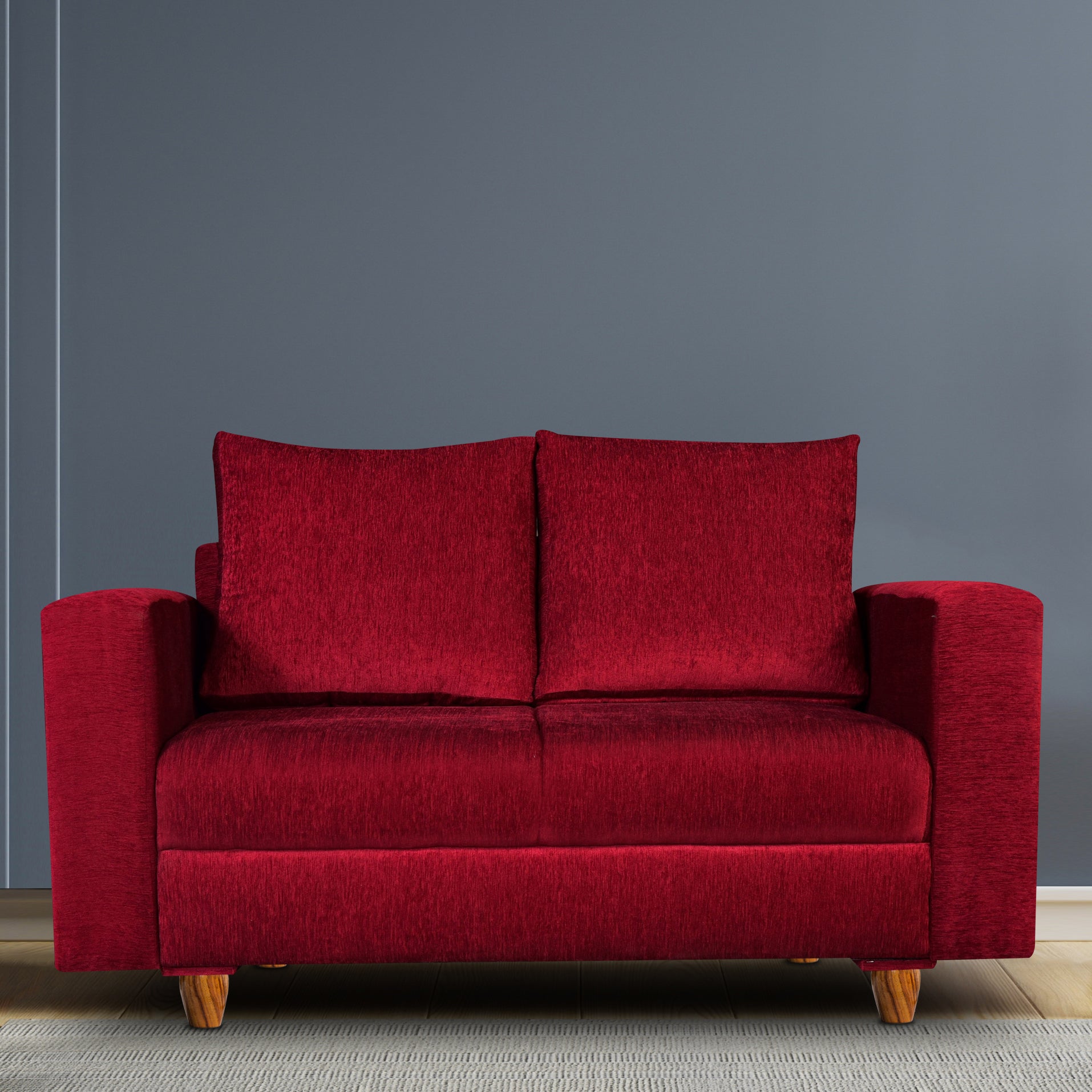 Rio 2 Seater Sofa- ( Premium Molfino Fabric- Maroon )
