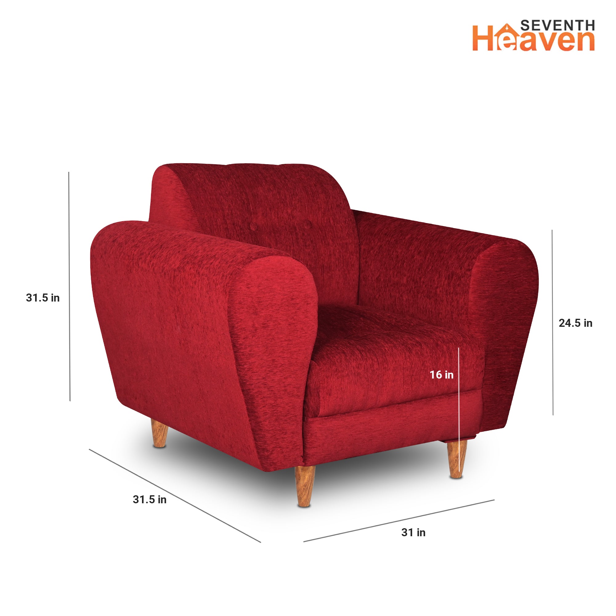 Milan (3+1+1) Seater Sofa - ( Premium Molfino Fabric- Maroon )