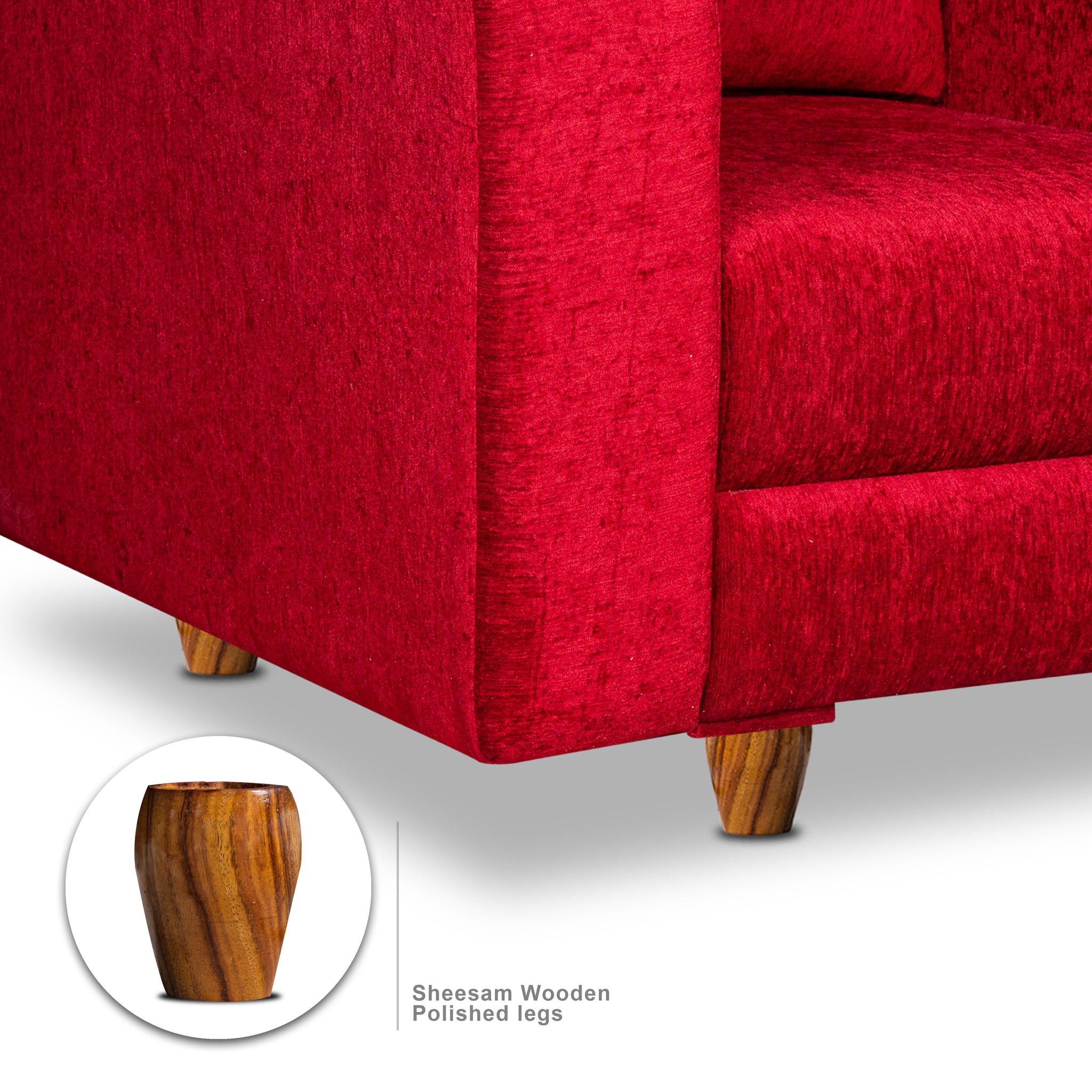 Rio 5 Seater Sofa Set, Chenille Molfino Fabric (Finish Color -Maroon, Style - 3 + 1 + 1)
