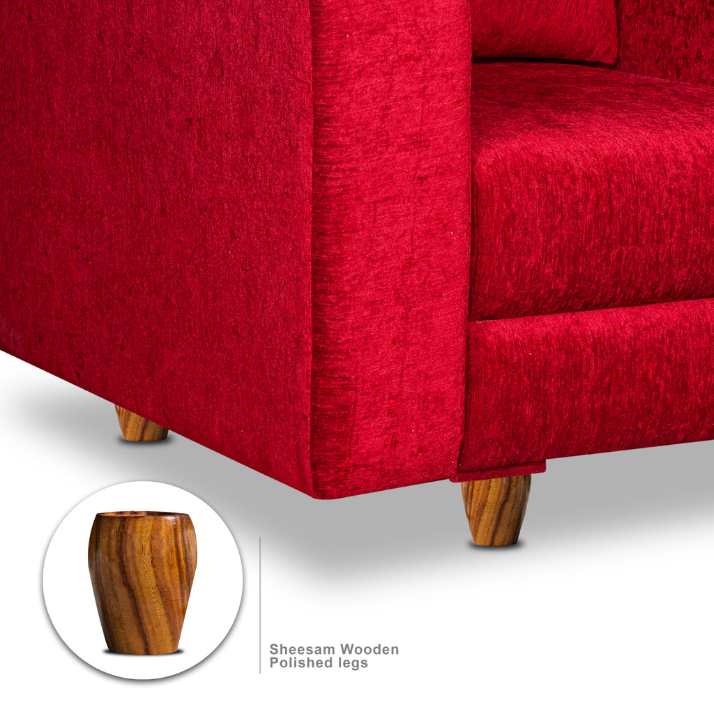 Rio 5 Seater Sofa- (3+1+1) ( Premium Molfino Fabric- Maroon )