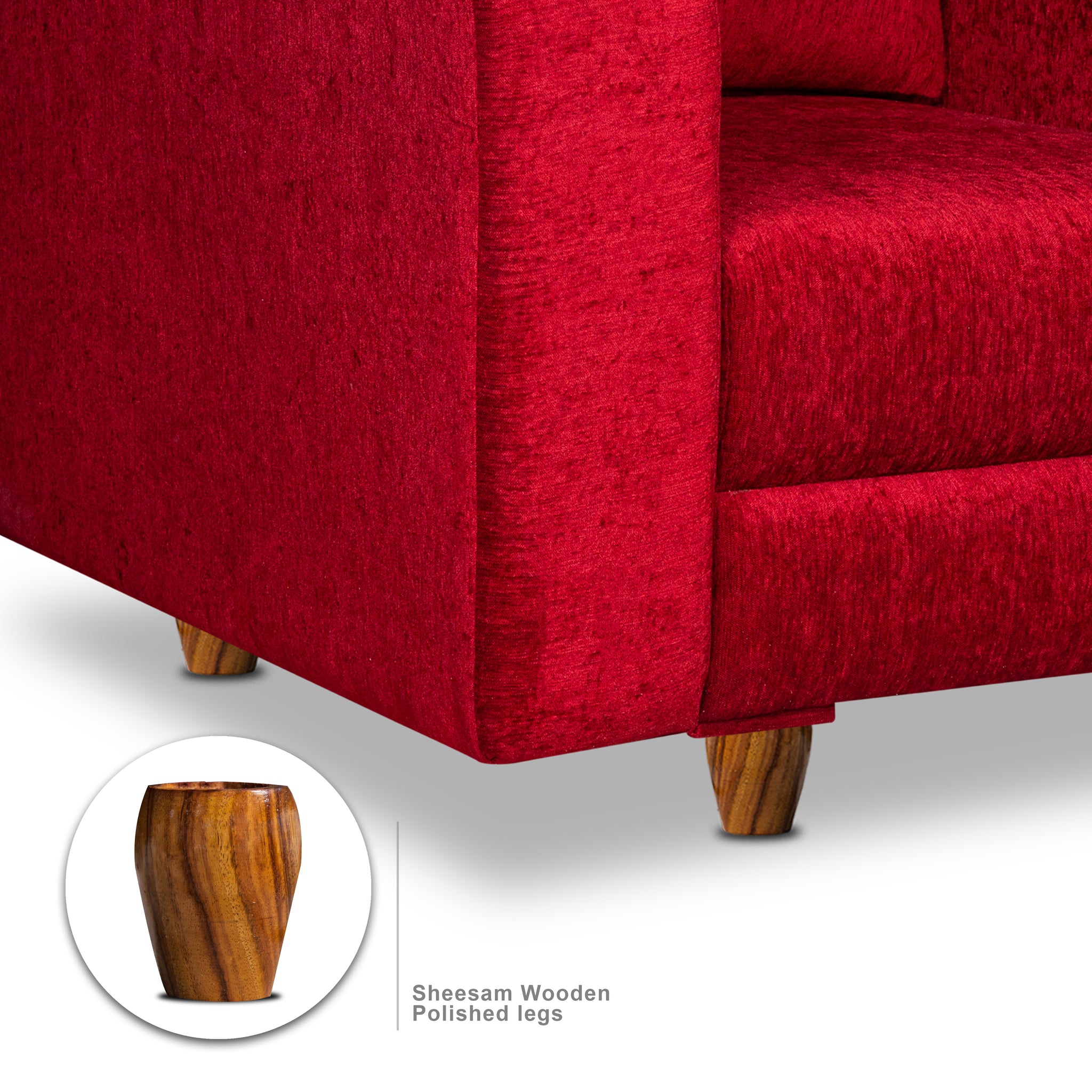 Rio 5 Seater Sofa Set, Chenille Molfino Fabric (Finish Color -Maroon, Style - 3 + 2)