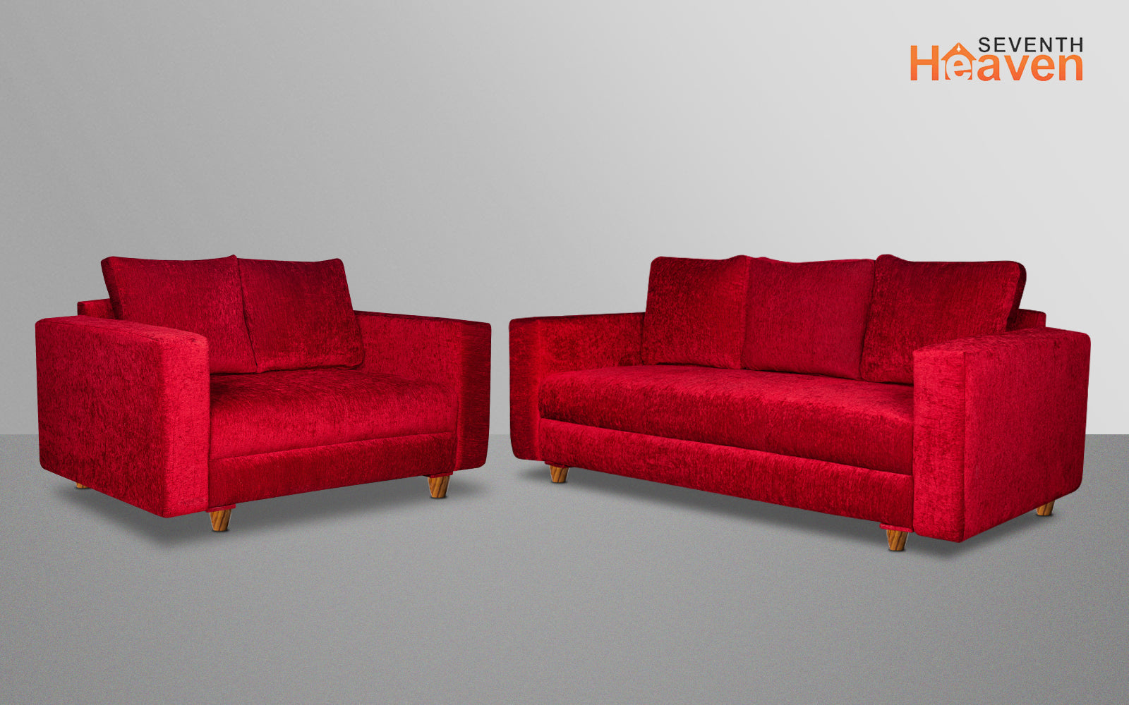 Rio 5 Seater Sofa Set, Chenille Molfino Fabric (Finish Color -Maroon, Style - 3 + 2)