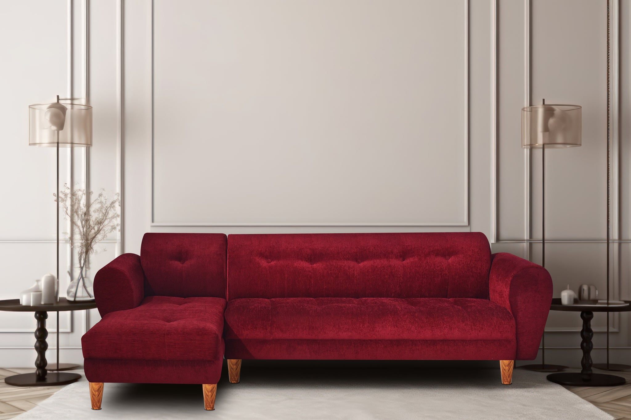 Seventh Heaven Milan 6 Seater Sofa, Extra Spacious, Chenille Molfino Fabric: 3 Year Warranty Fabric 6 Seater Sofa  (Finish Color - Maroon, DIY(Do-It-Yourself))