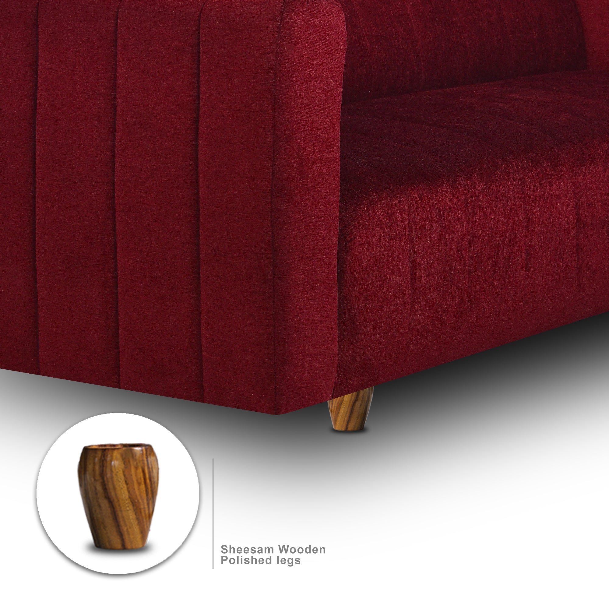 Tokyo 3 Seater Sofa - ( Premium Molfino Fabric- Maroon )