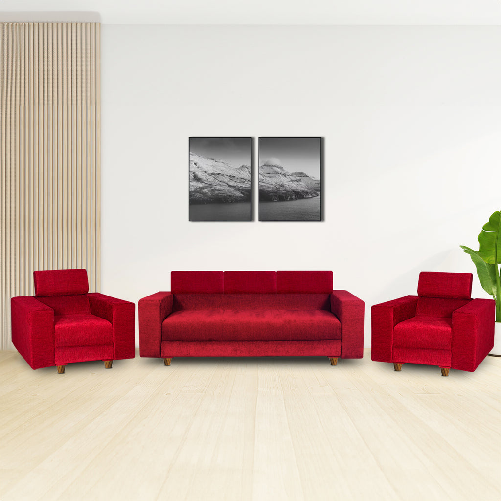 Berlin (3+1+1) Seater Sofa- ( Premium Molfino Fabric- Maroon )