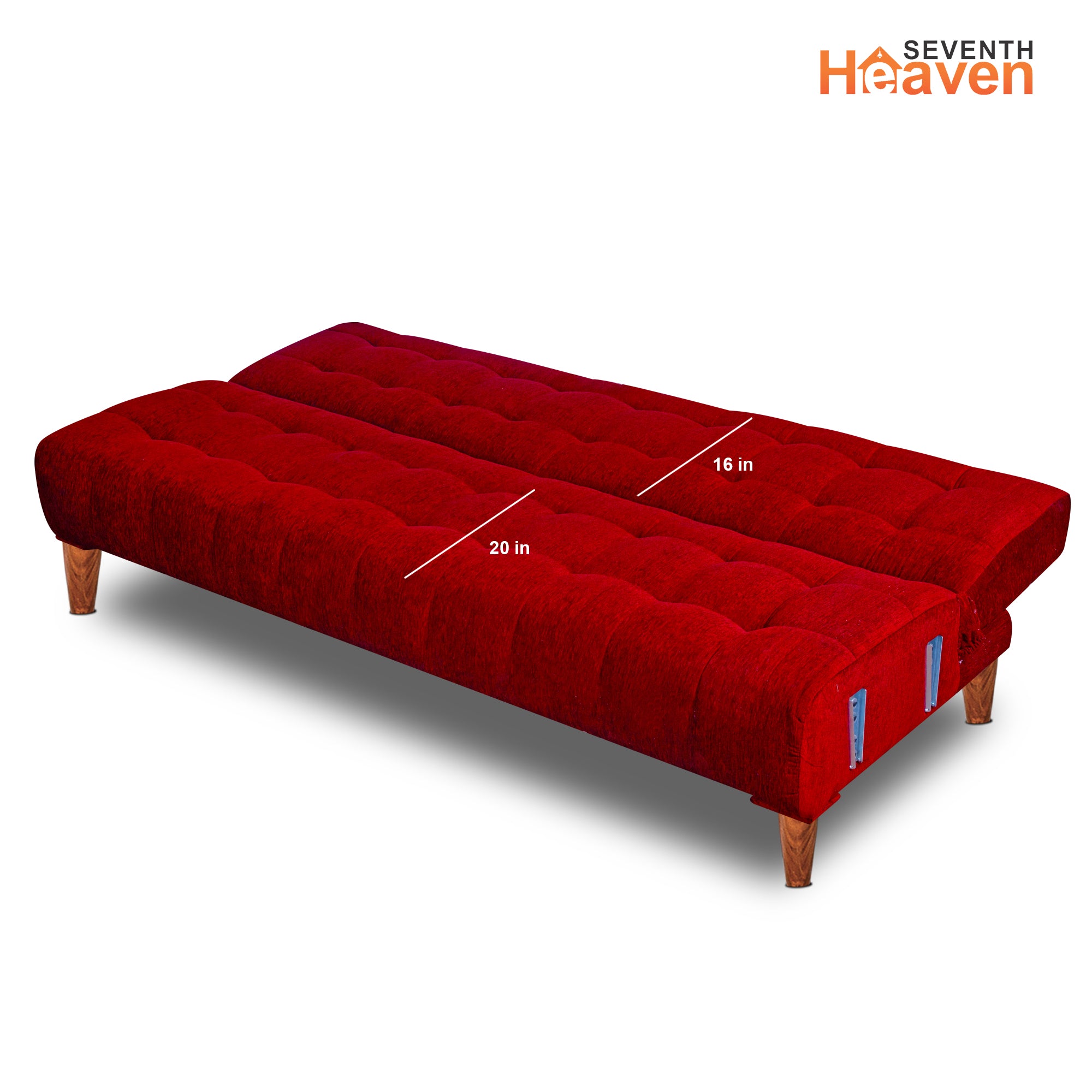 Lisbon Neo 4 Seater (72"X36"X16") Wooden Sofa cum Bed with Armrest Double Solid Wood Maroon
