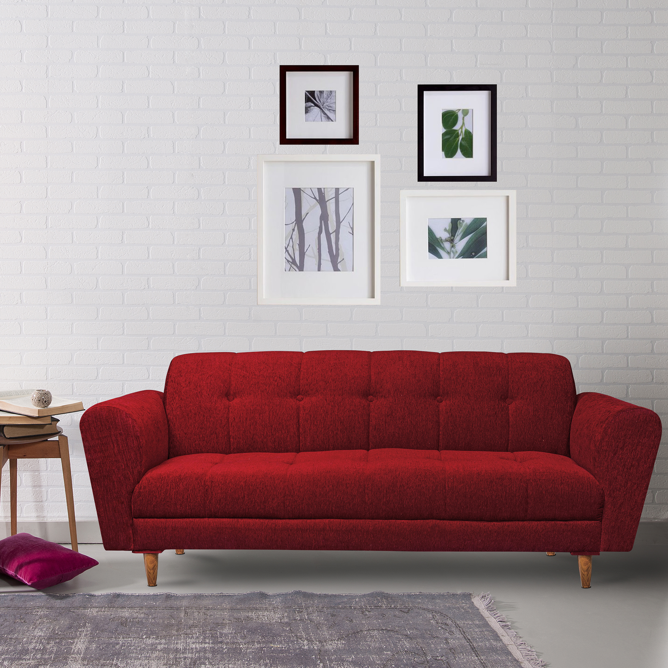 Berlin 2 Seater Sofa- ( Premium Molfino Fabric- Maroon )