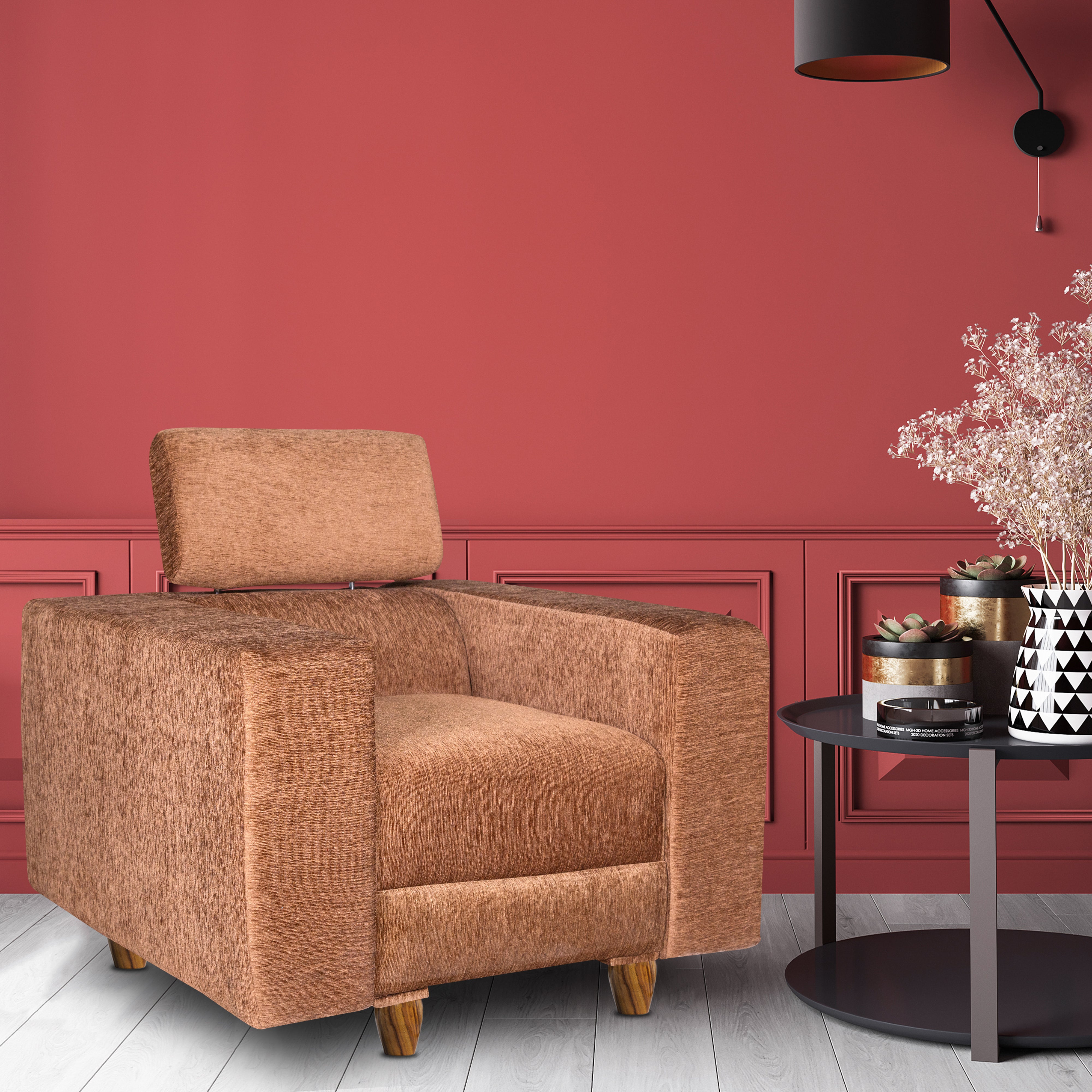 Berlin 1 Seater Sofa- ( Premium Molfino Fabric- Beige )