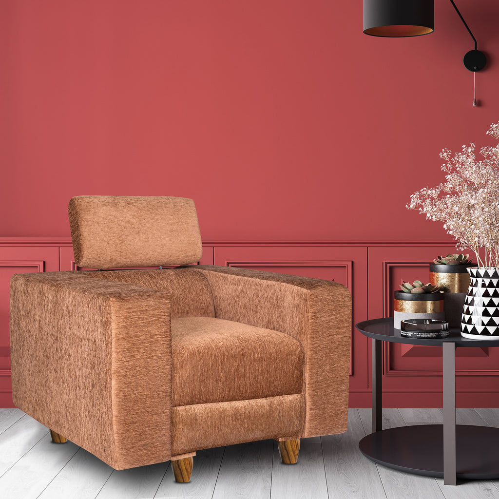 Berlin 1 Seater Sofa- ( Premium Molfino Fabric- Beige )