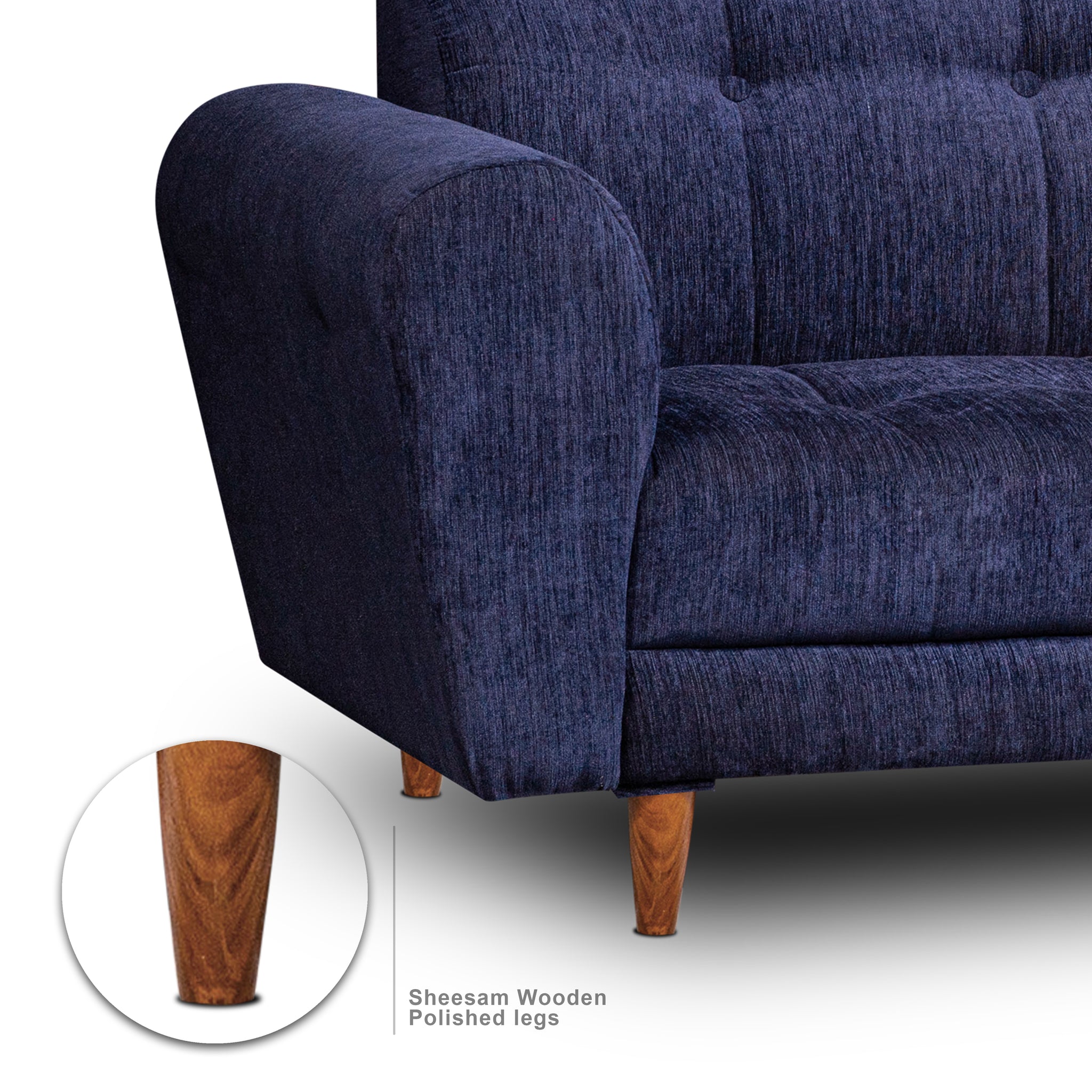 Milan 3 Seater Sofa - ( Premium Molfino Fabric- Blue )