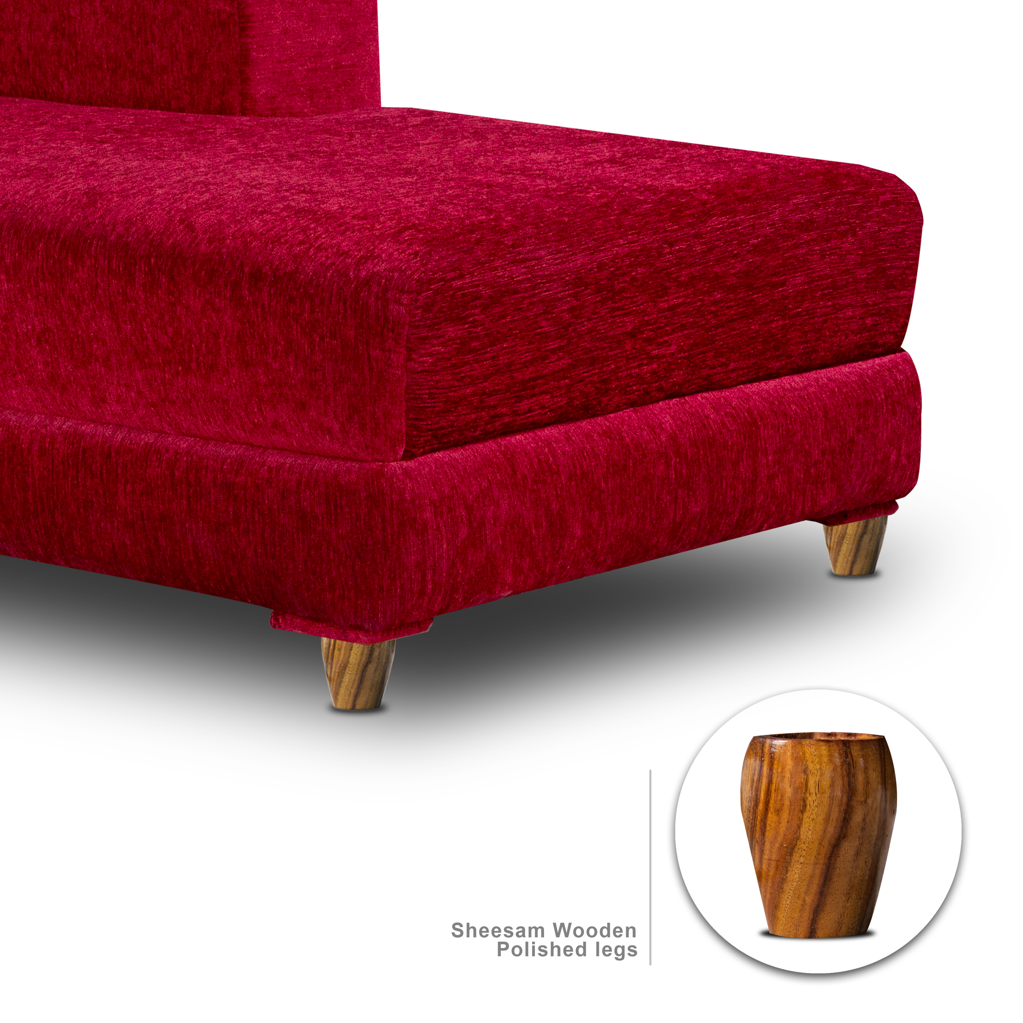 Berlin 6 Seater Sofa, Extra Spacious, Chenille Molfino Fabric with 3 Years Warranty( Finish Color - Maroon, Style - Right Corner Sofa)