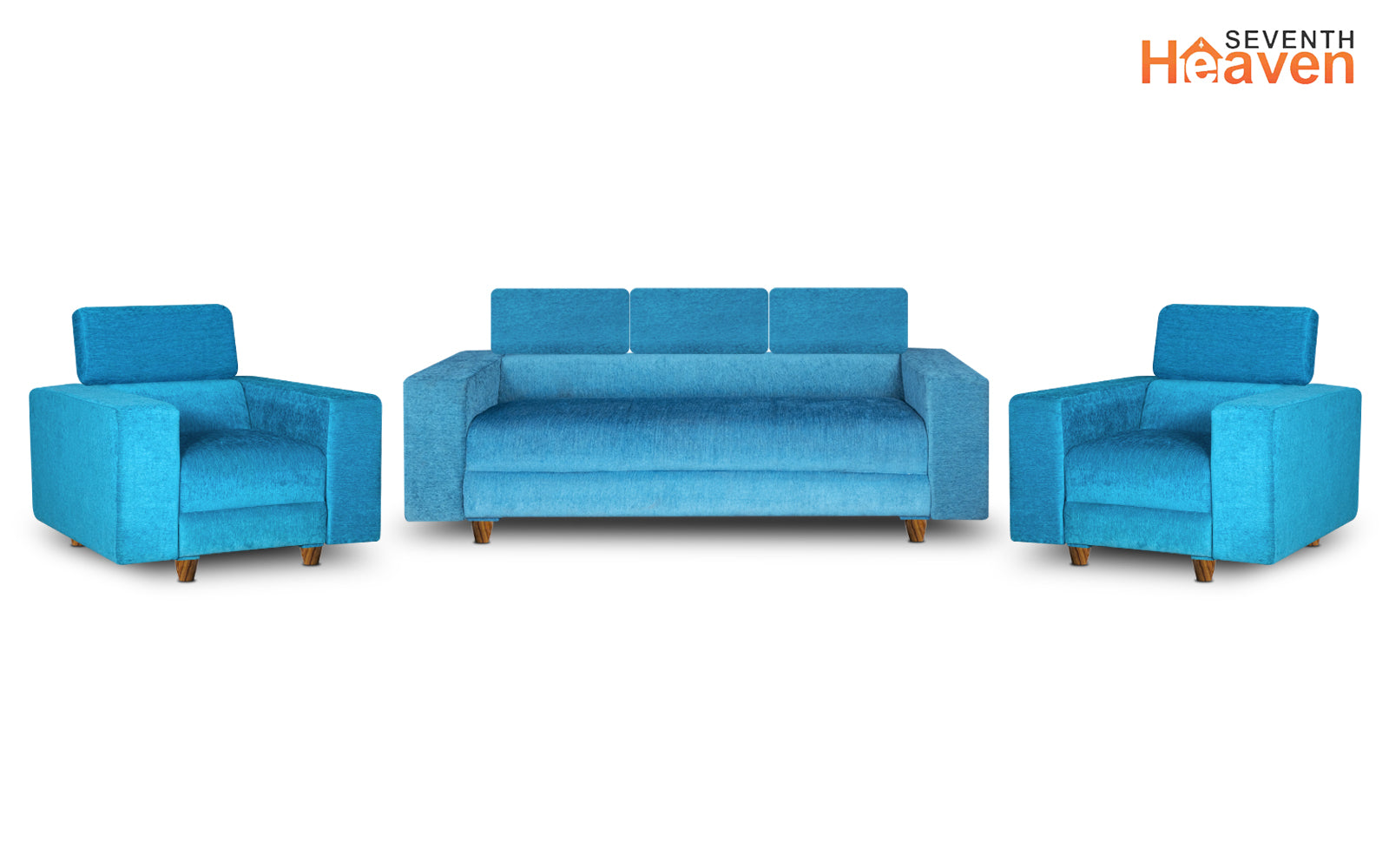 Berlin (3+1+1) Seater Sofa- ( Premium Molfino Fabric- Sky Blue )