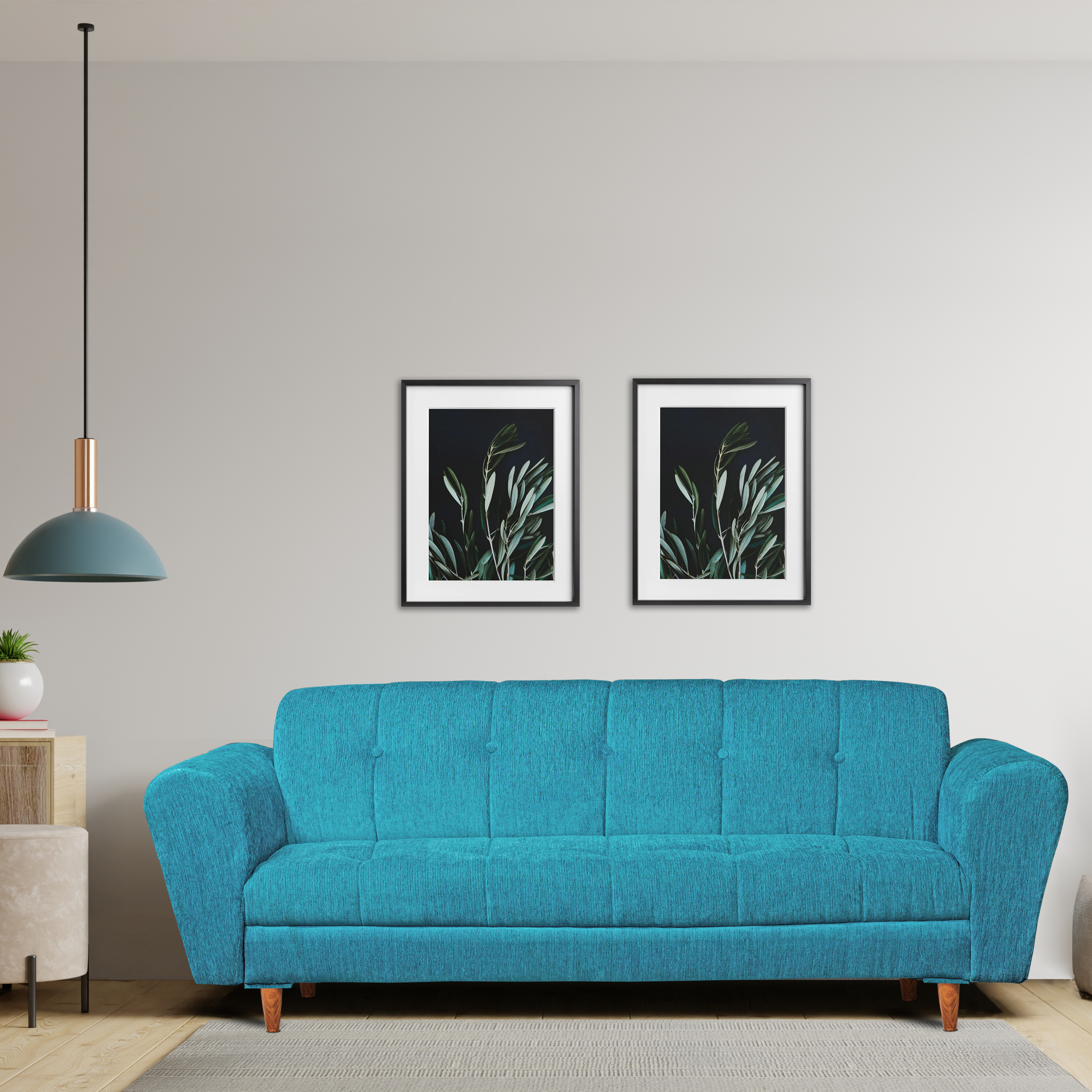 Berlin 2 Seater Sofa- ( Premium Molfino Fabric- Sky Blue )