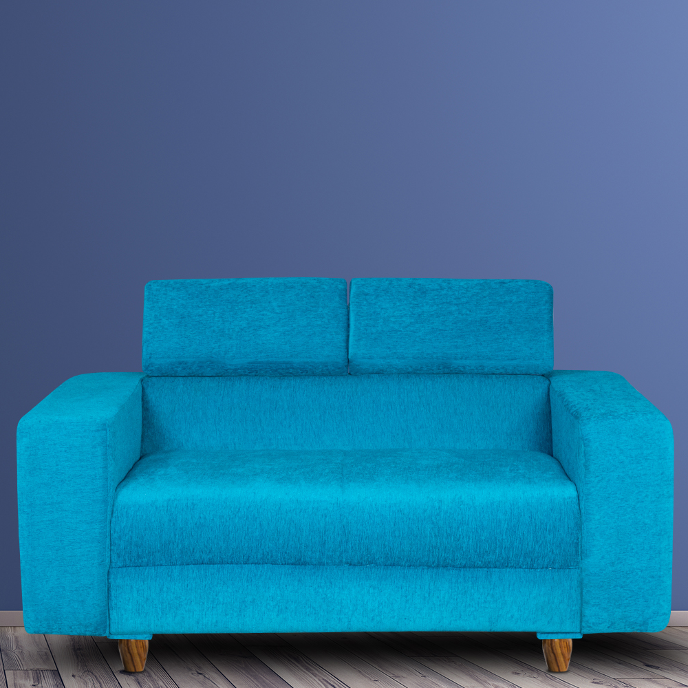 Berlin 2 Seater Sofa- ( Premium Molfino Fabric- Sky Blue )