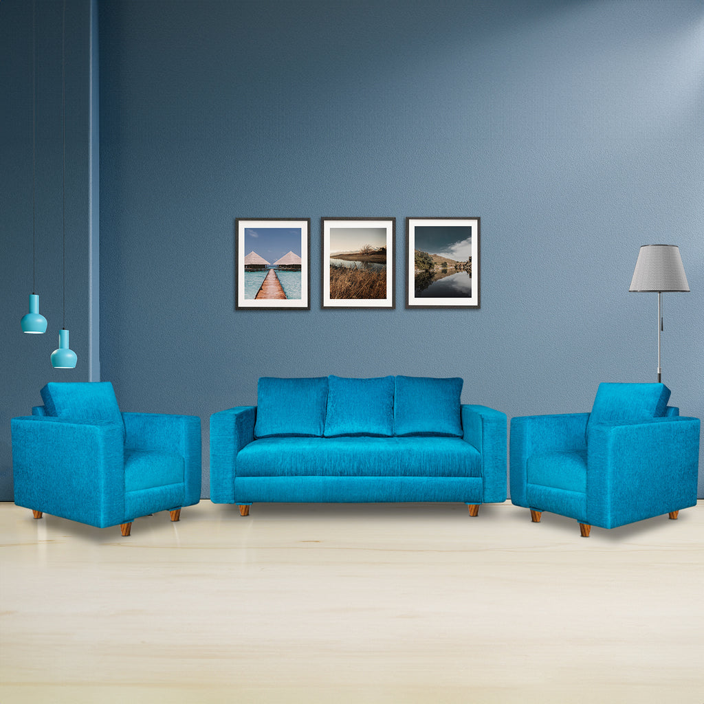 Rio 5 Seater Sofa- (3+1+1) ( Premium Molfino Fabric- Sky Blue )