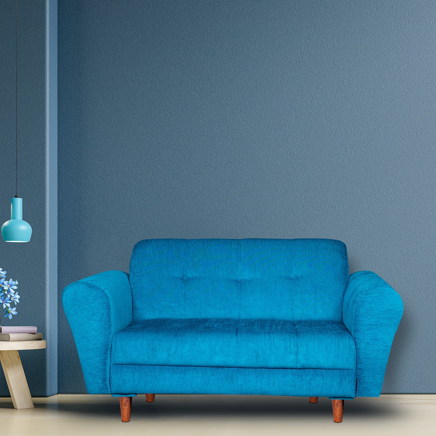 Milan 2 Seater Sofa - ( Premium Molfino Fabric- Sky Blue )
