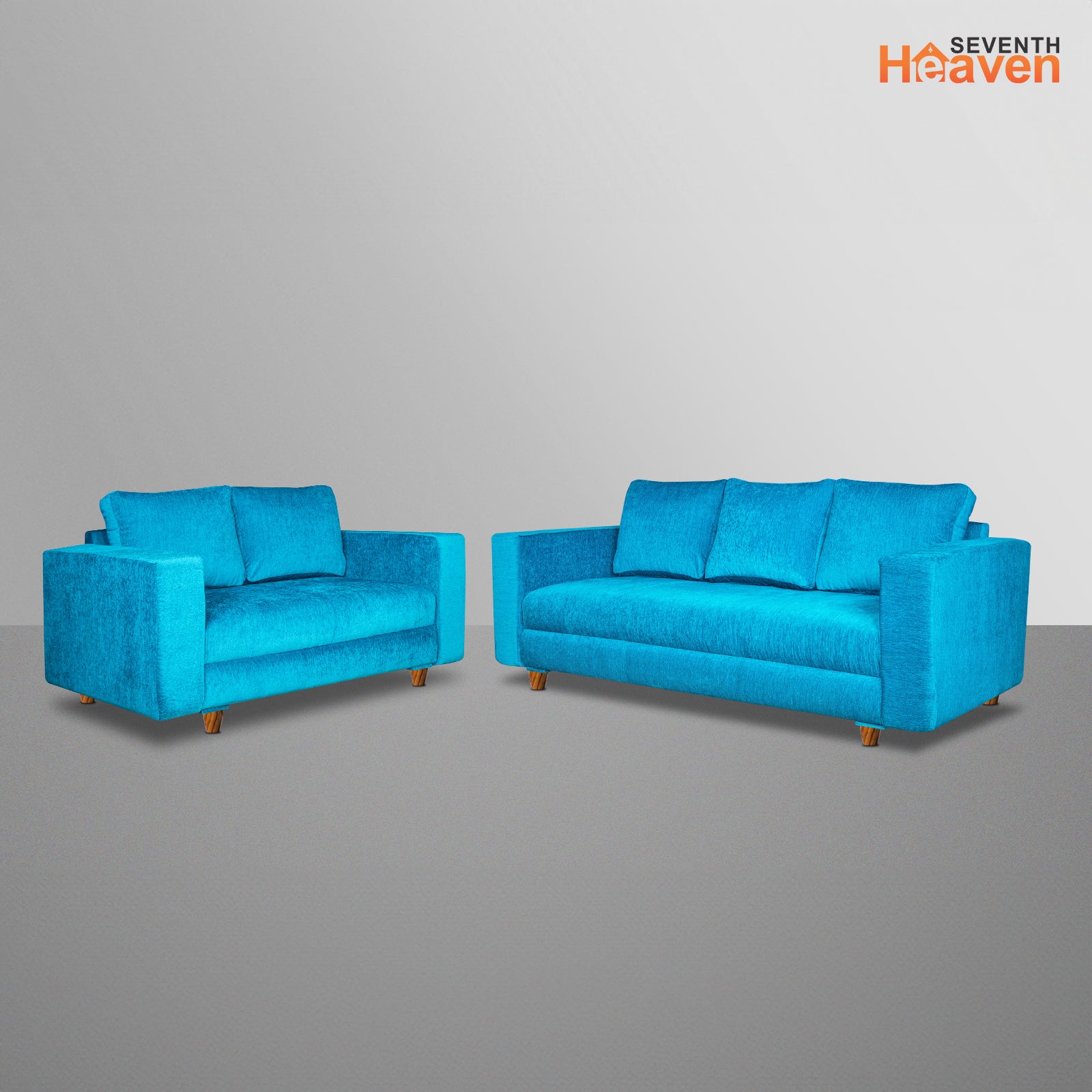 Rio 5 Seater Sofa- (3+2) ( Premium Molfino Fabric- Sky Blue )