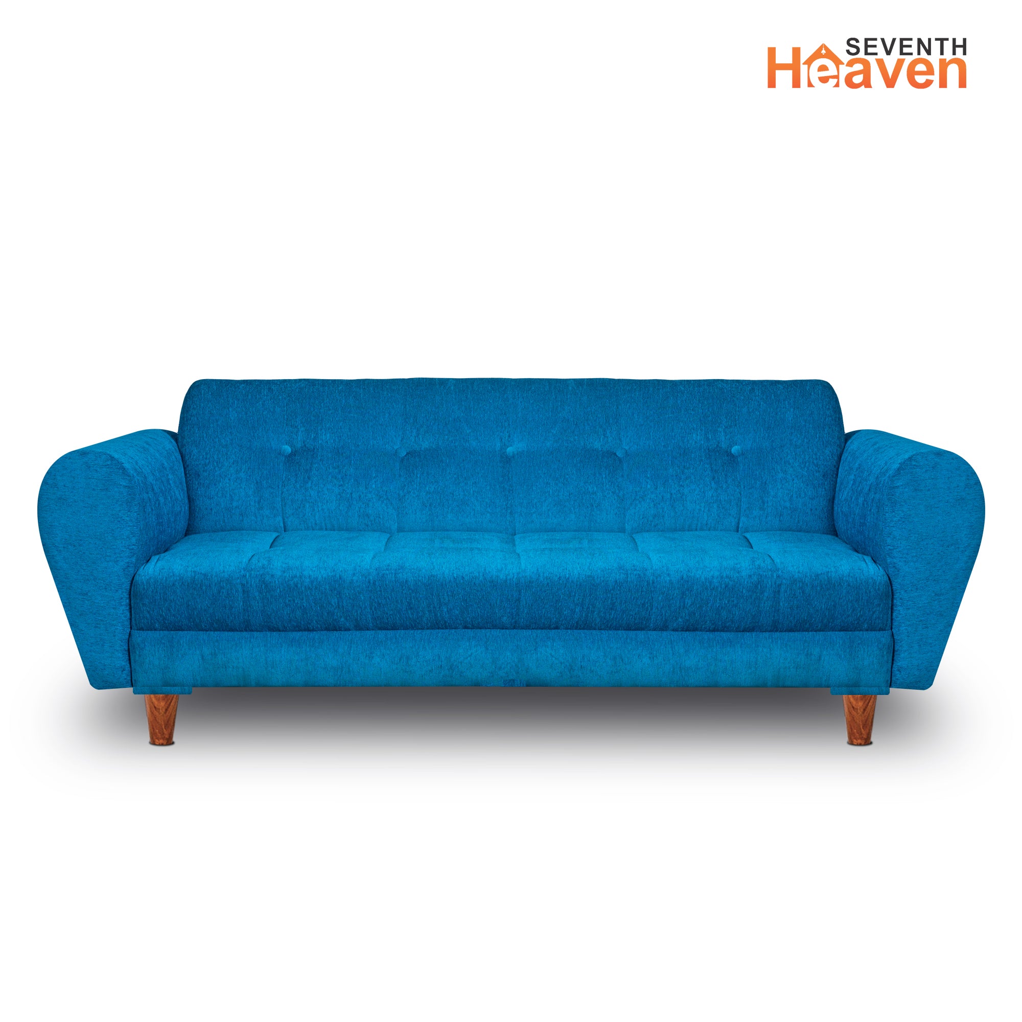 Seventh Heaven Milan 4 Seater Sofa with Ottoman, Chenille Molfino Fabric: 3 Year Warranty Fabric 4 Seater Sofa  (Finish Color - Sky Blue, DIY(Do-It-Yourself))