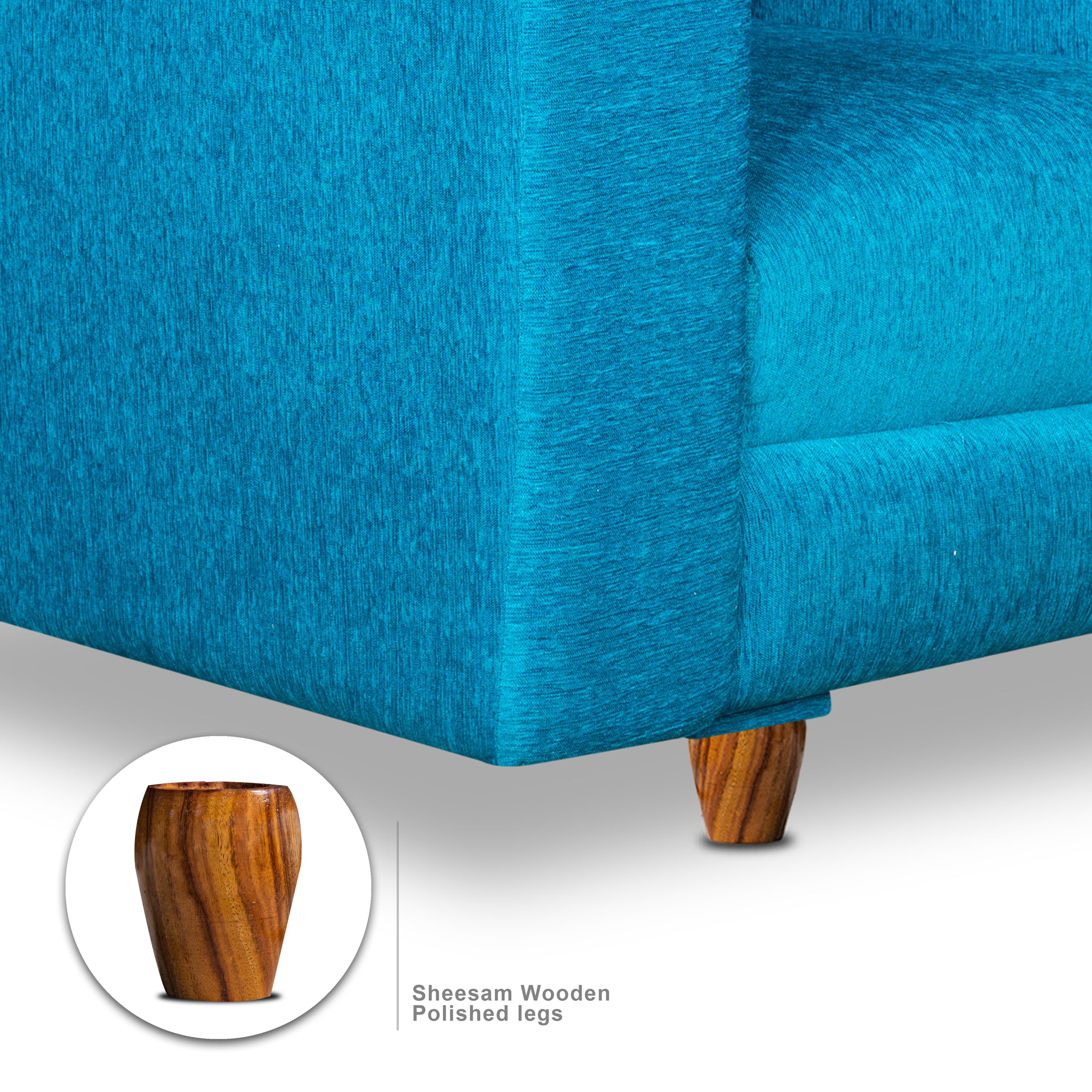 Rio 5 Seater Sofa Set, Chenille Molfino Fabric (Finish Color -Skyblue, Style - 3 + 1 + 1)
