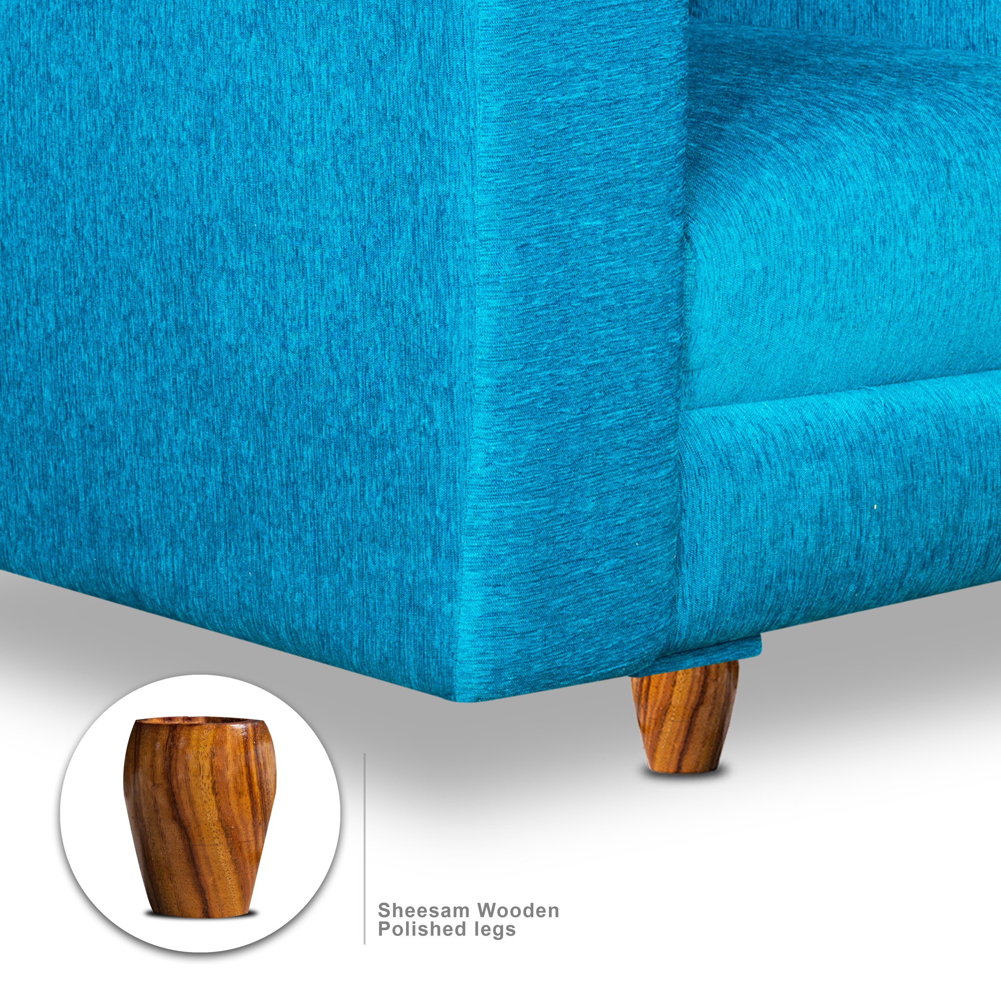 Rio 5 Seater Sofa Set, Chenille Molfino Fabric (Finish Color - Sky Blue, Style - 3 + 2)