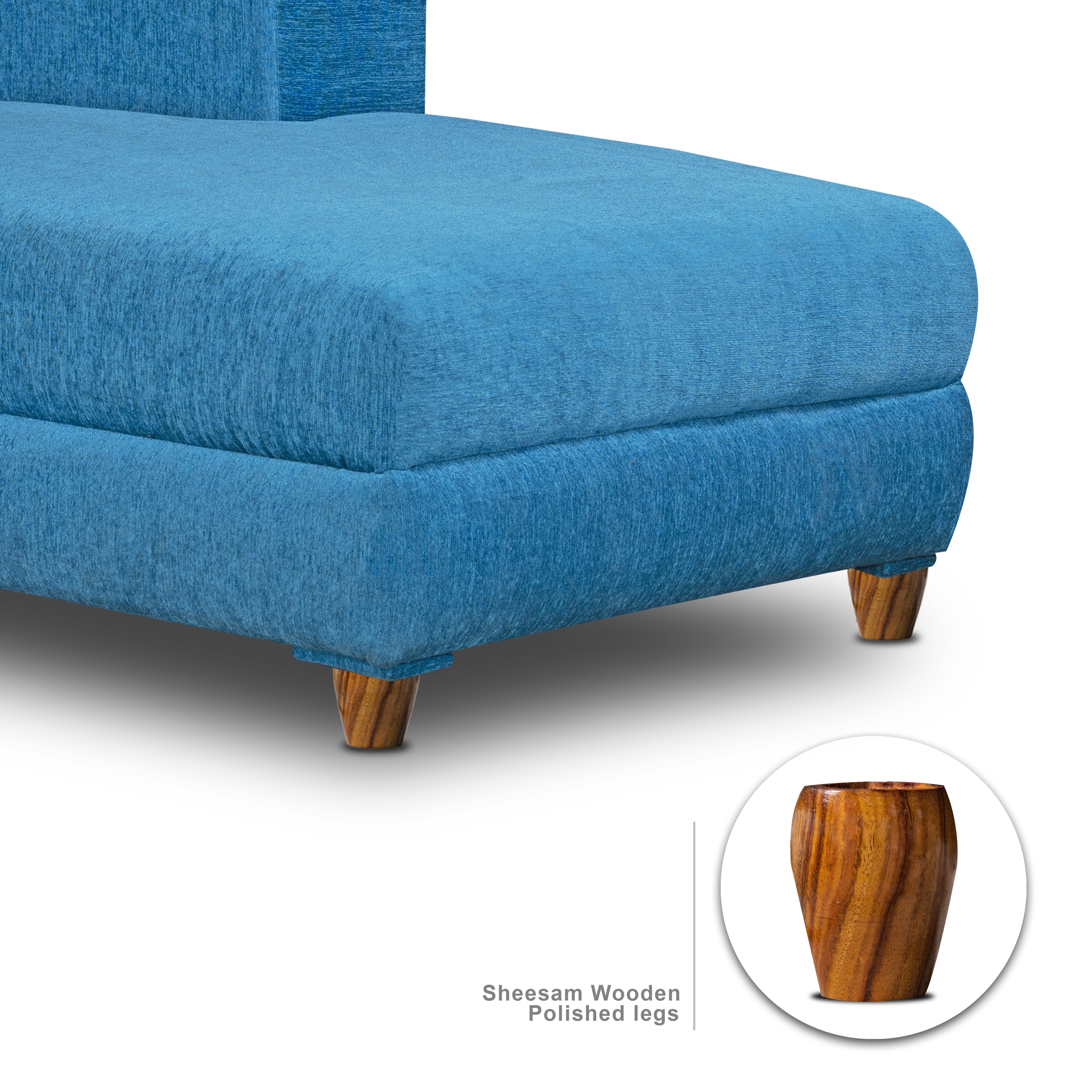Berlin 6 Seater Sofa, Extra Spacious, Chenille Molfino Fabric with 3 Years Warranty( Finish Color - Sky Blue, Style - Right Corner Sofa)