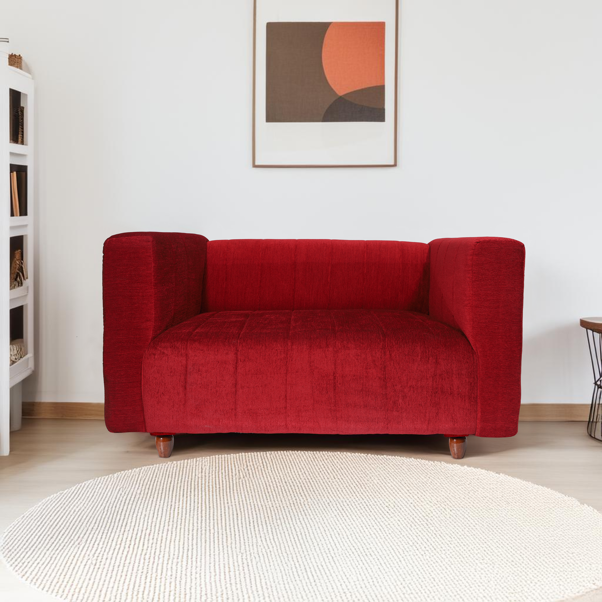 Tokyo 2 Seater Sofa- ( Premium Molfino Fabric- Maroon )