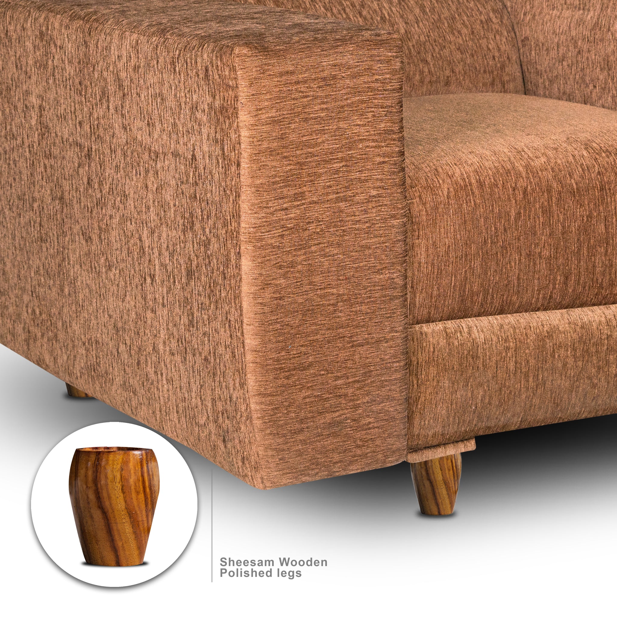 Berlin 1 Seater Sofa, Chenille Molfino Fabric (Finish Color - Beige)