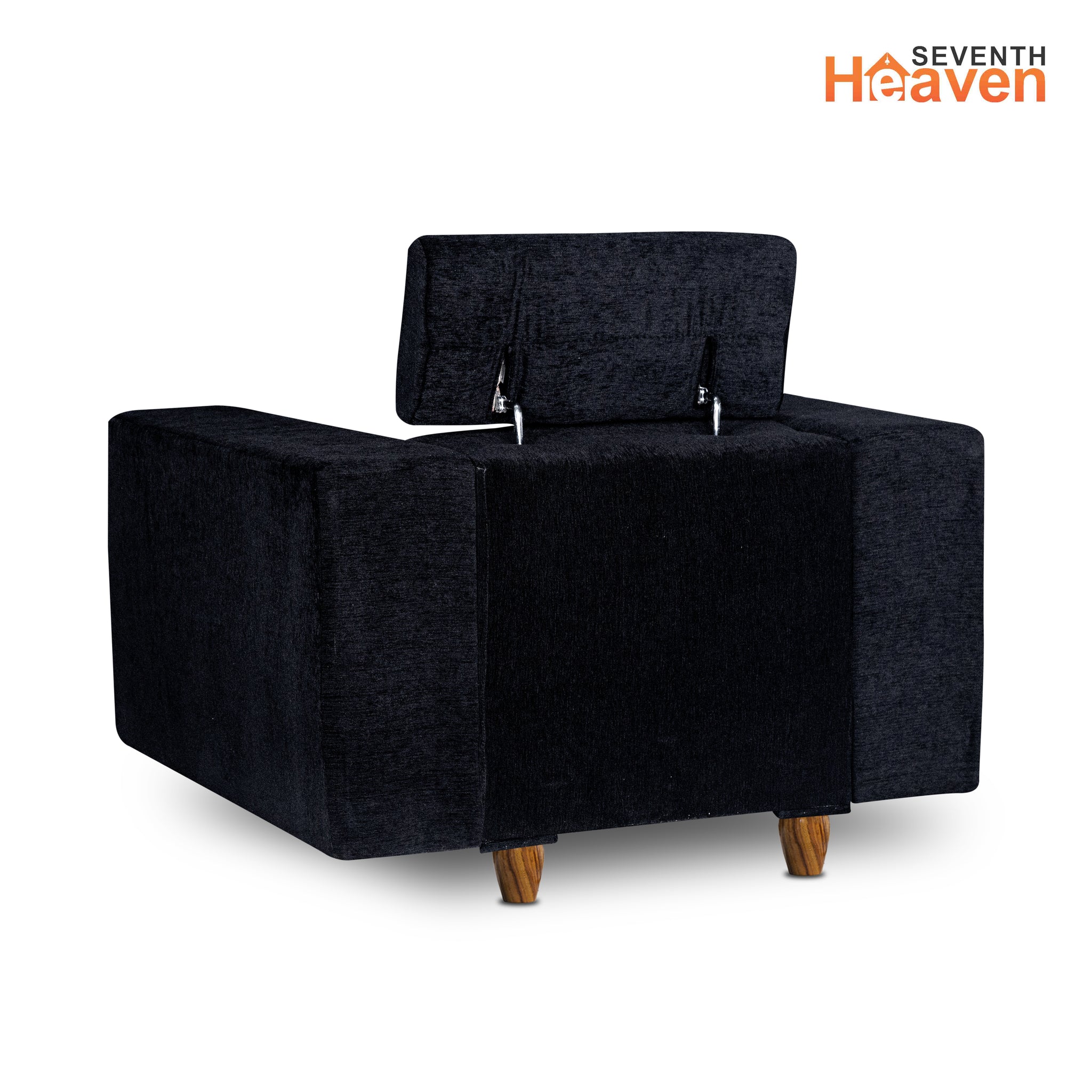Berlin 1 Seater Sofa, Chenille Molfino Fabric (Finish Color - Black)