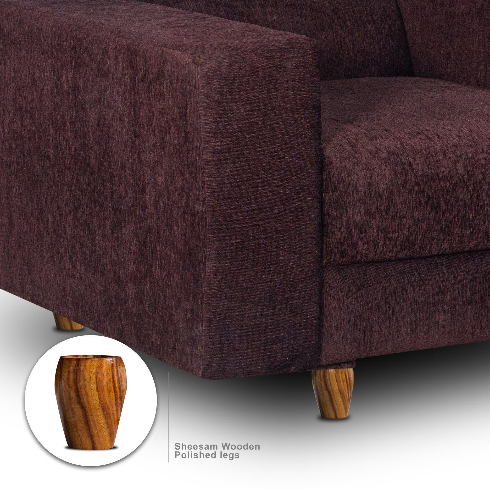 Berlin 1 Seater Sofa, Chenille Molfino Fabric (Finish Color - Brown)