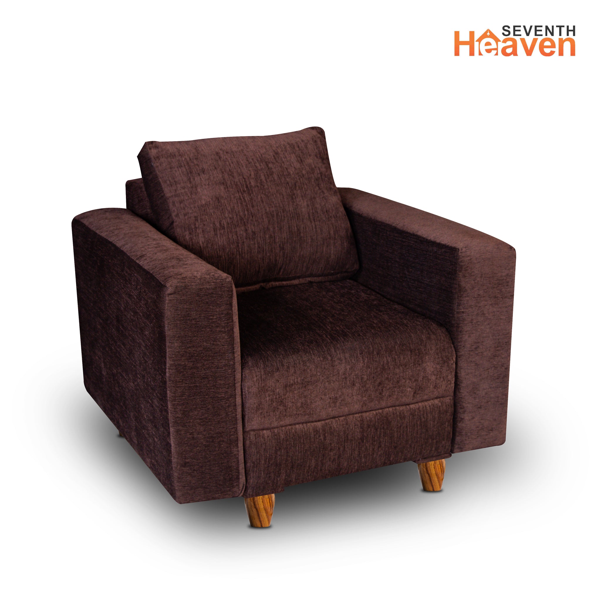 Rio 1 Seater Sofa, Chenille Molfino Fabric (Finish Color - Brown)
